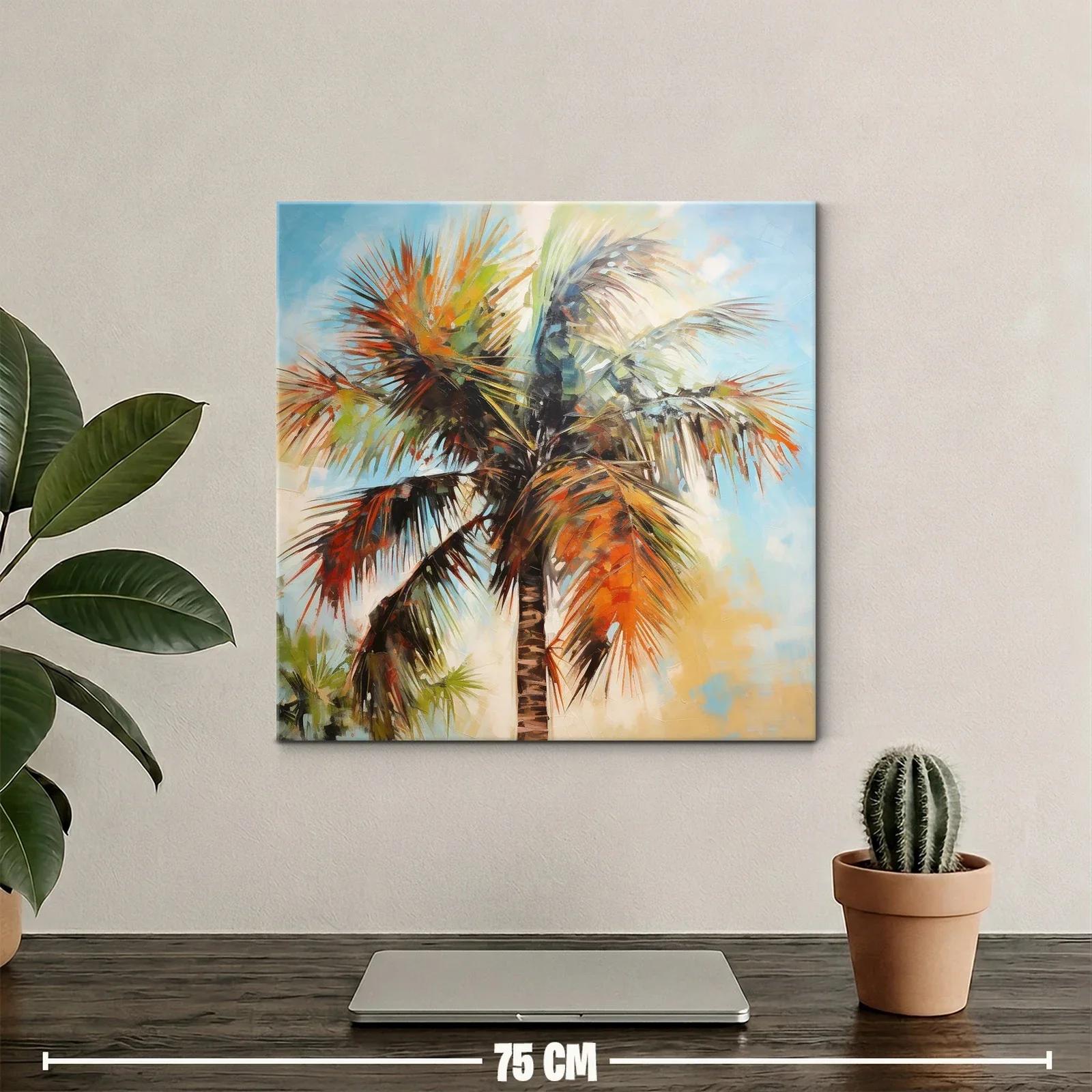 Palmera vibrante con tonos cálidos y cielo azul — miniatura 2
