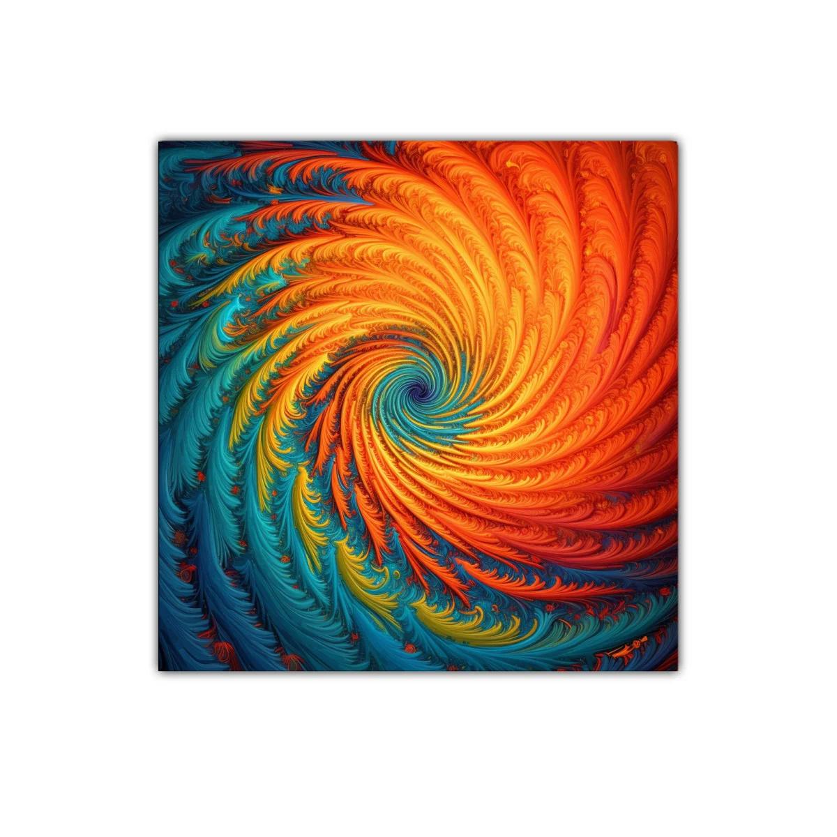 Remolino vibrante con explosión de colores cálidos y fríos