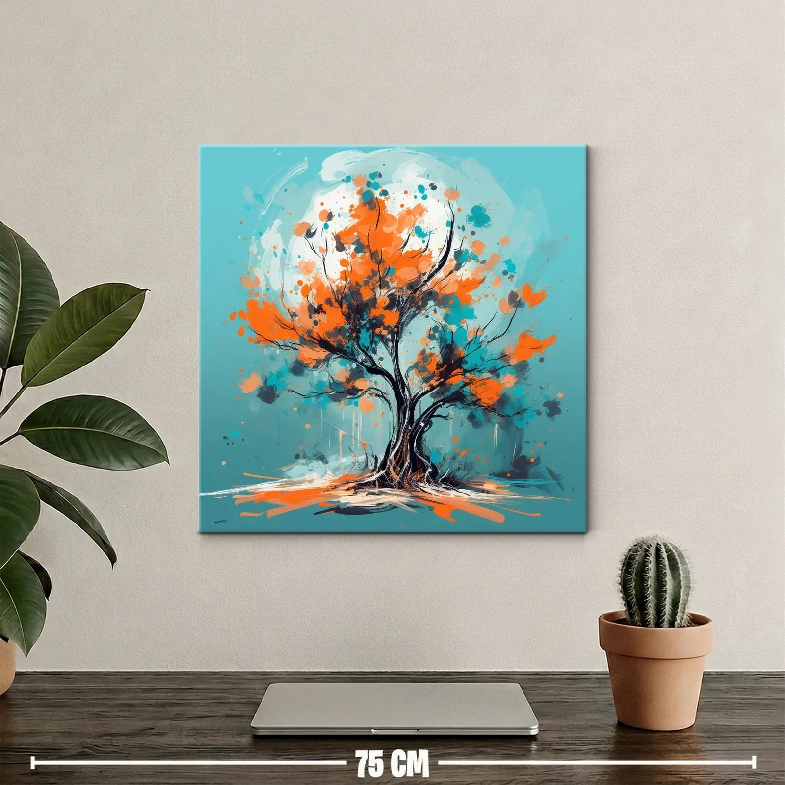 Árbol vibrante con tonos naranjas y turquesas — miniatura 2