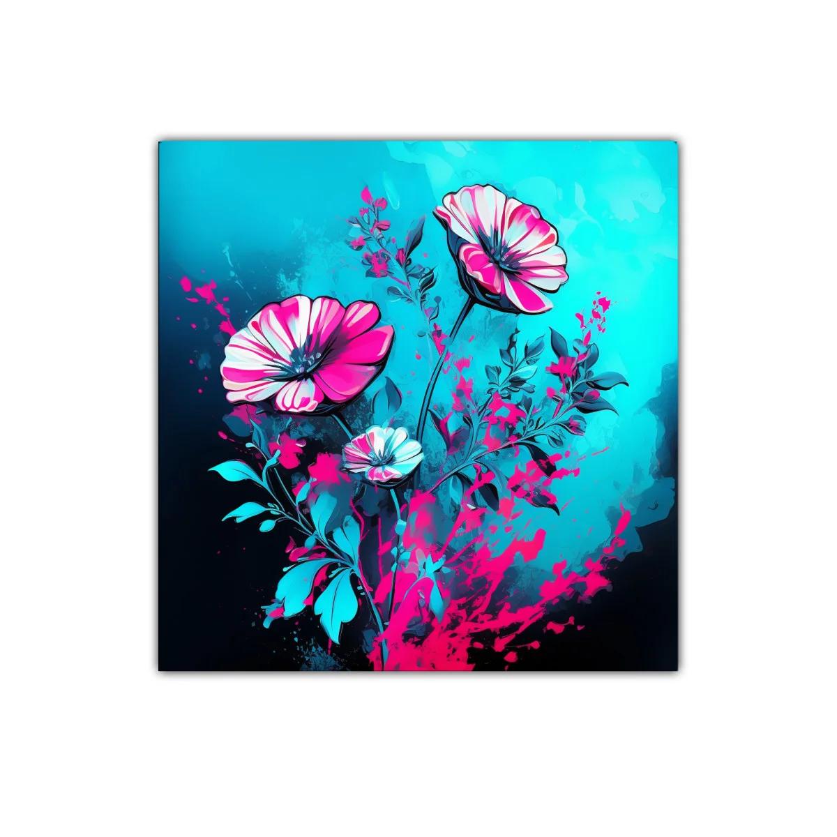Cuadro decorativo con flores vibrantes y contraste impactante — imagen principal