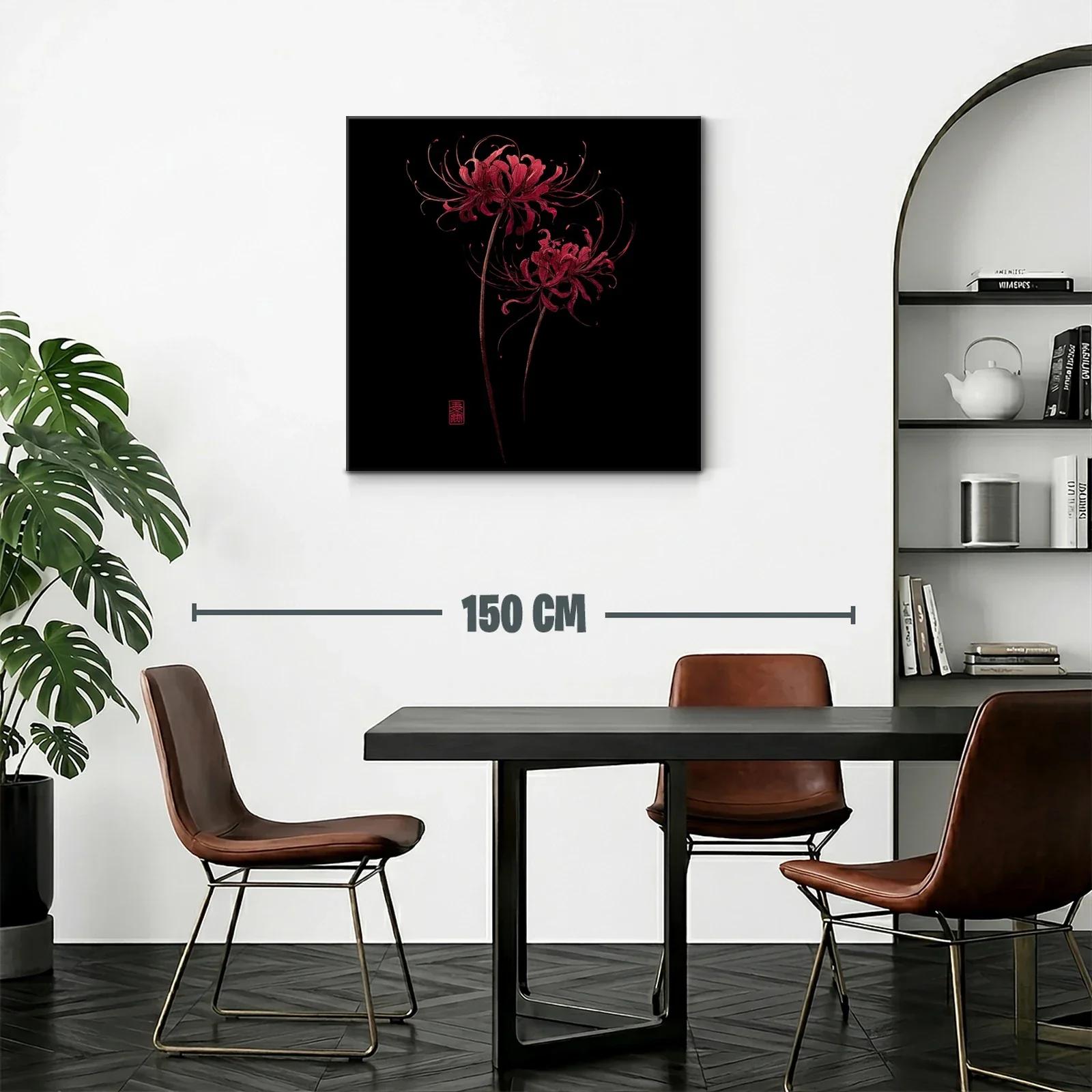 Flor roja sobre fondo negro en diseño elegante y delicado — miniatura 2