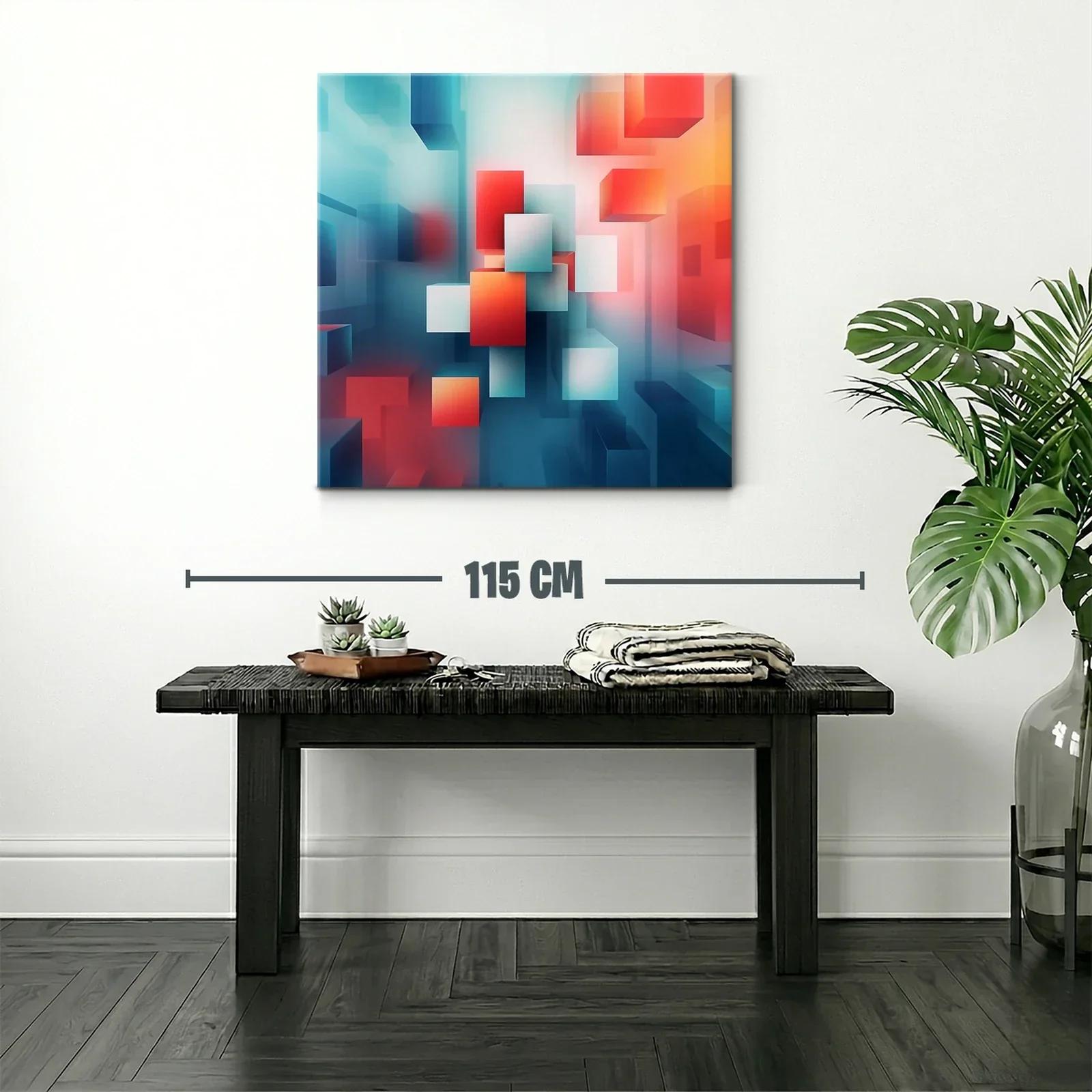 Composición Abstracta con Cubos en Tonos Azul y Rojo — miniatura 2