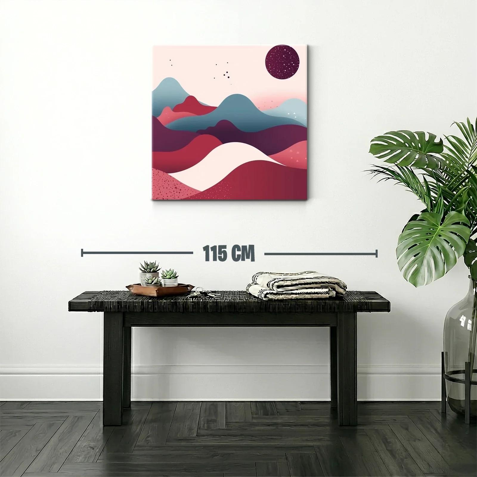 Paisaje abstracto en tonos cálidos y fríos con esfera estrellada — miniatura 2
