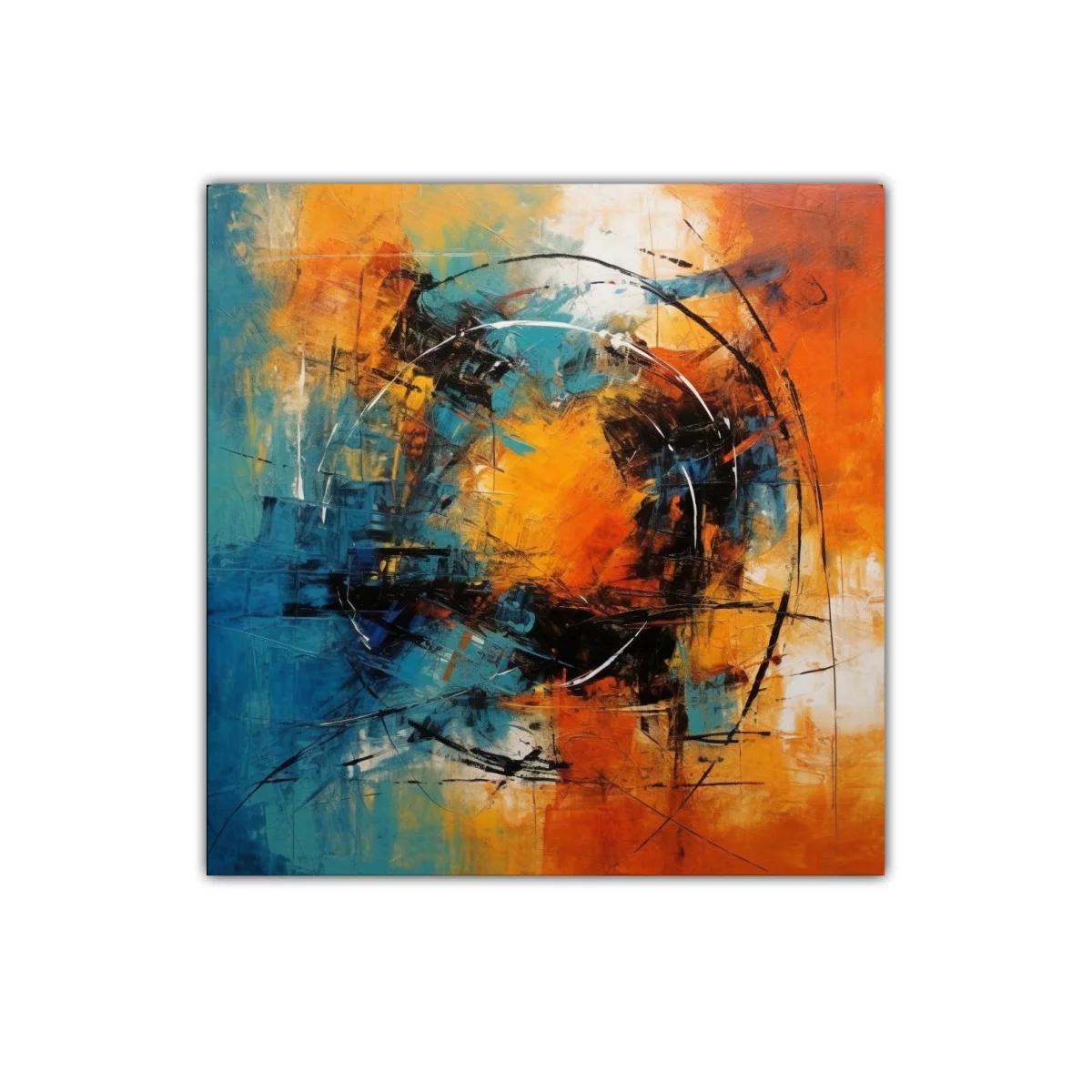 Explosión abstracta en tonos naranja y azul vibrante — imagen principal