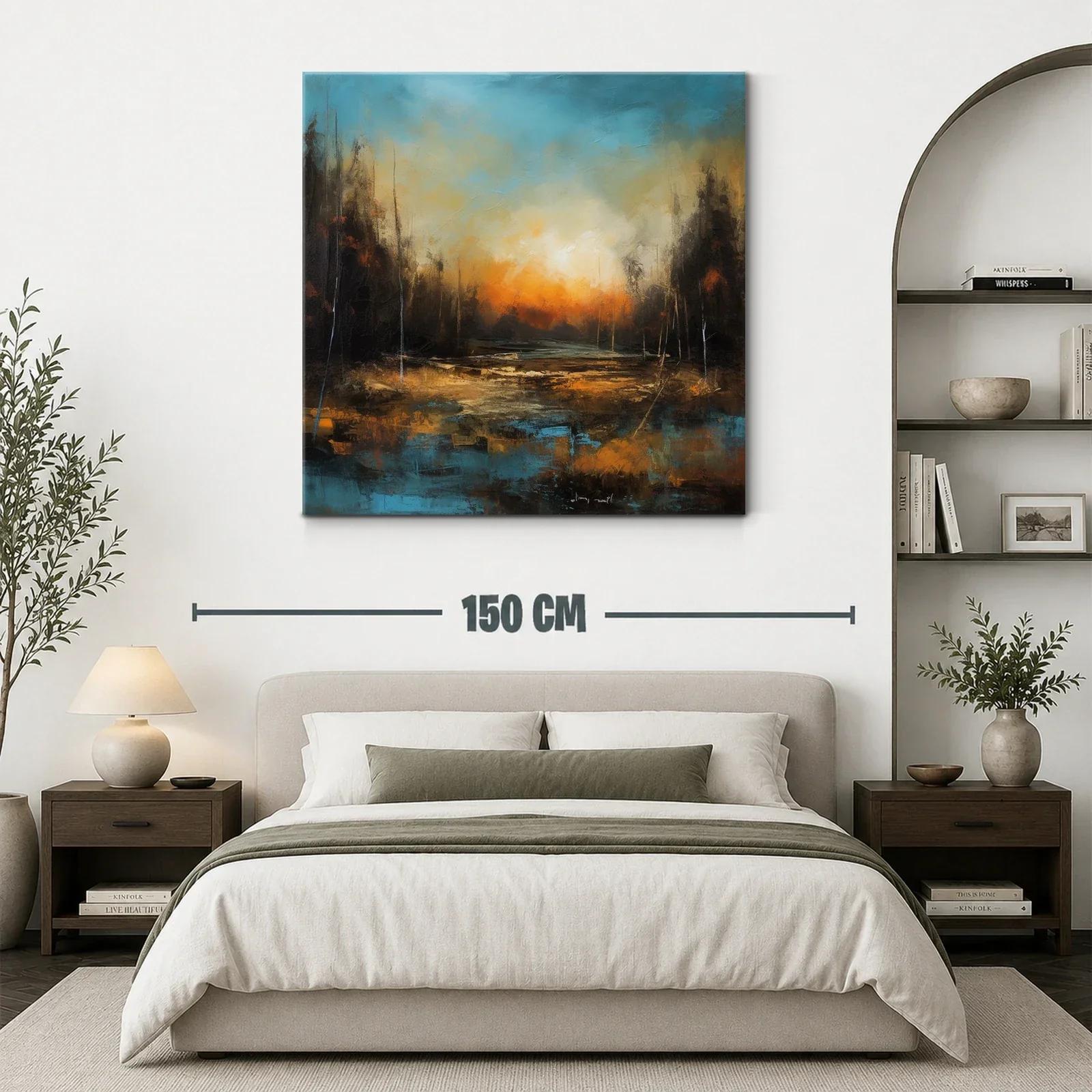 Paisaje abstracto con atardecer y tonos cálidos y fríos — miniatura 3