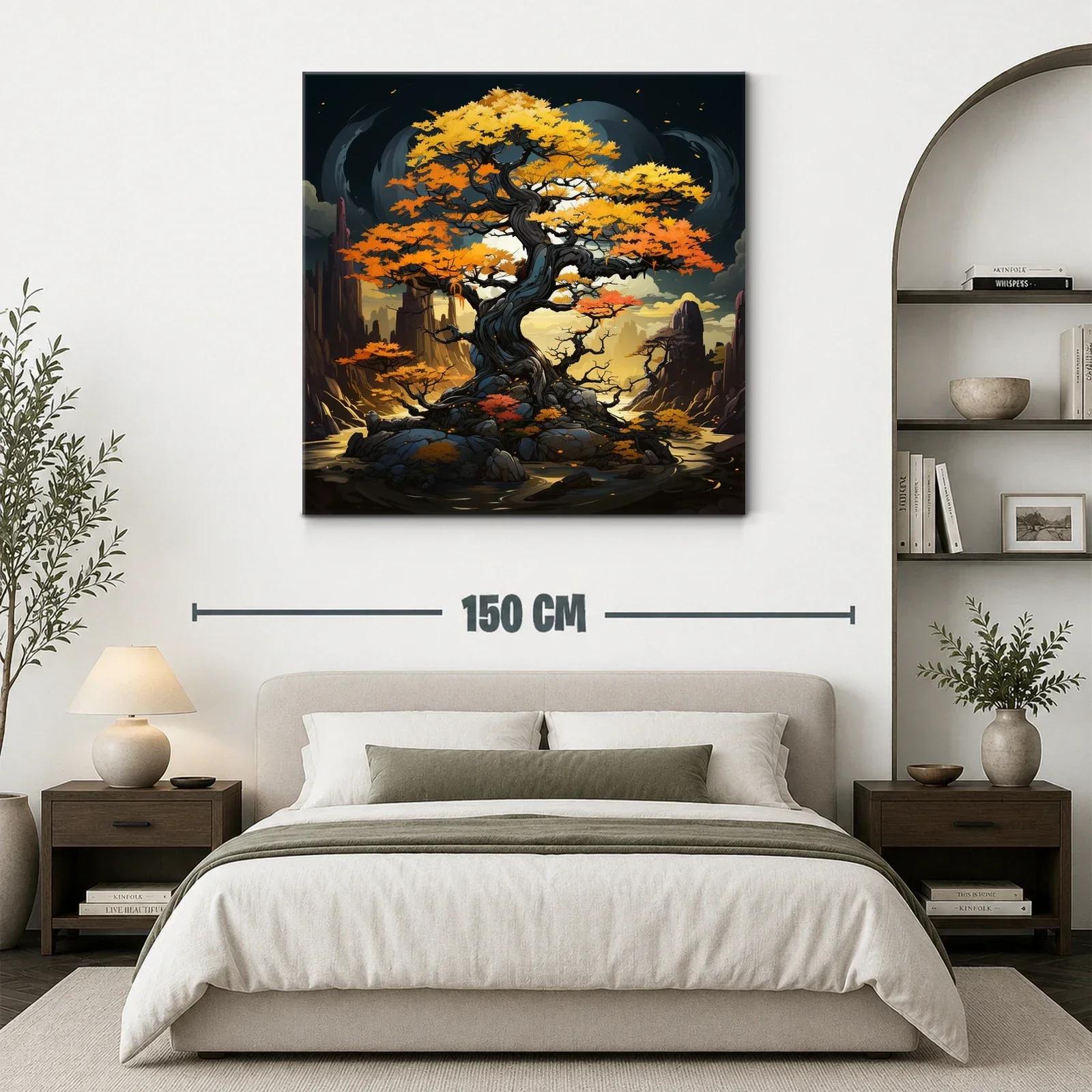 Árbol místico con hojas otoñales en paisaje de ensueño — miniatura 3