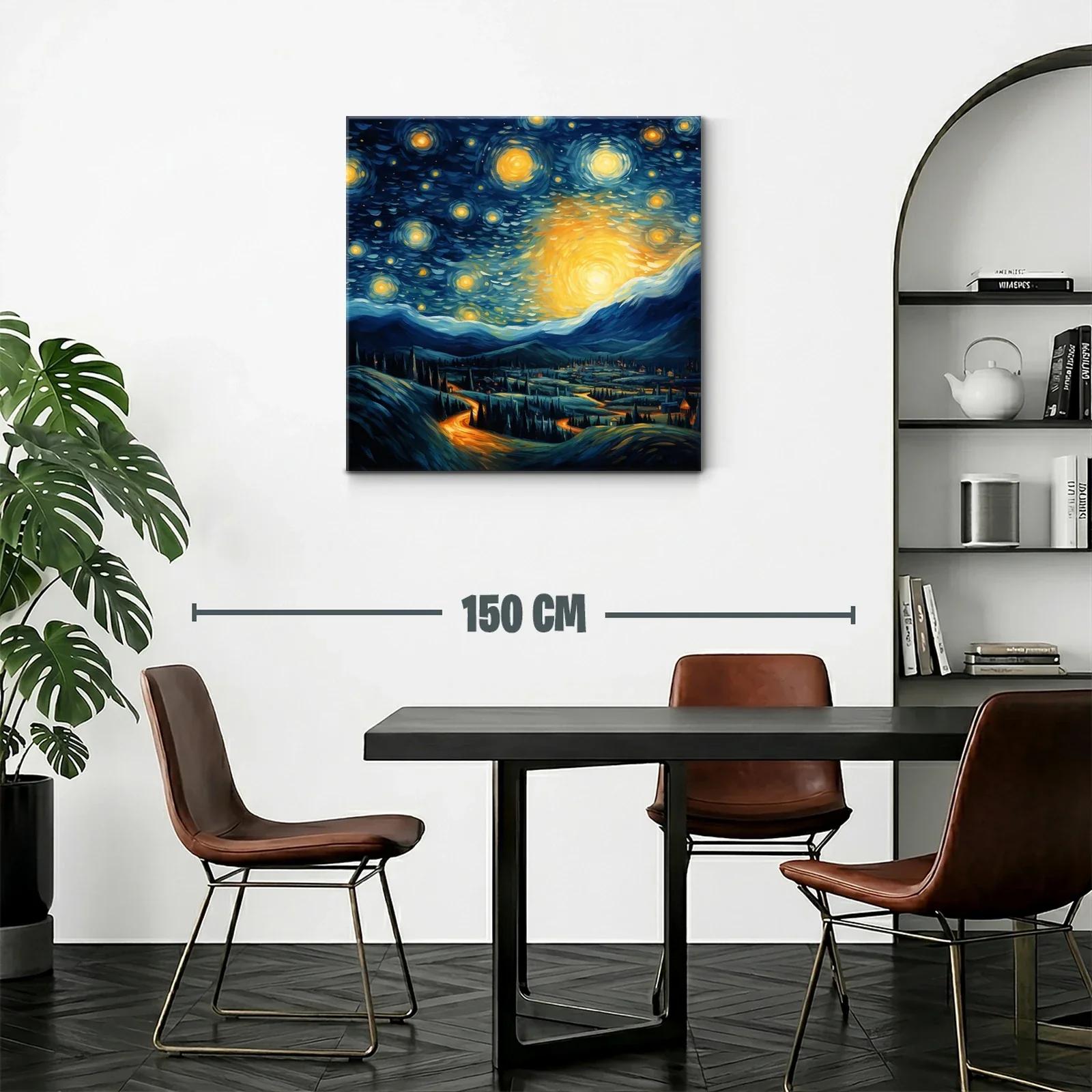 Paisaje nocturno con cielo estrellado vibrante y montañas — miniatura 2