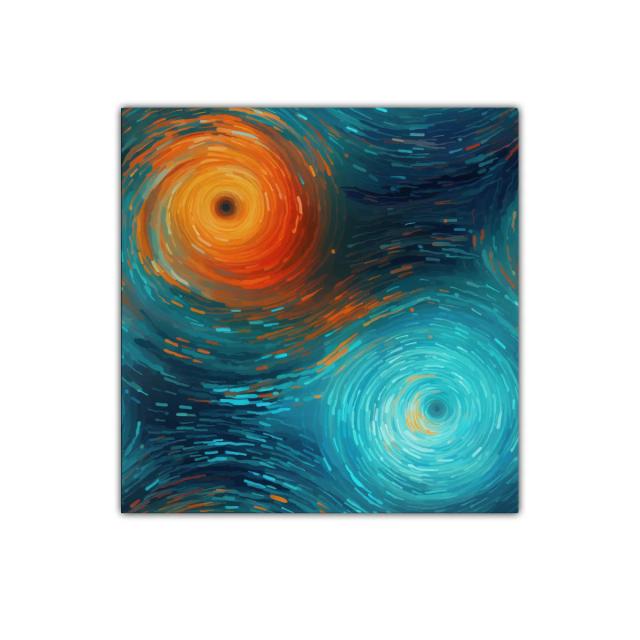 Cuadro decorativo con espirales en tonos cálidos y fríos