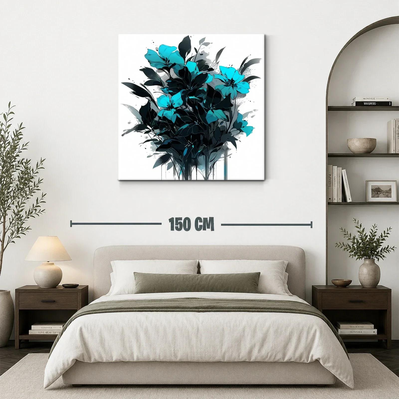Cuadro con ramo de flores en tonos azul y negro — miniatura 3