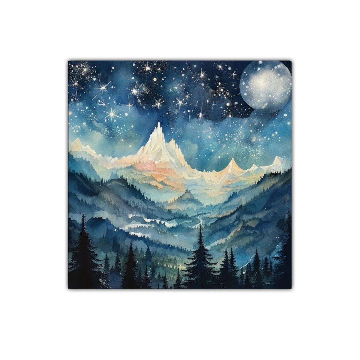 Paisaje nocturno con montañas y cielo estrellado brillante — imagen principal