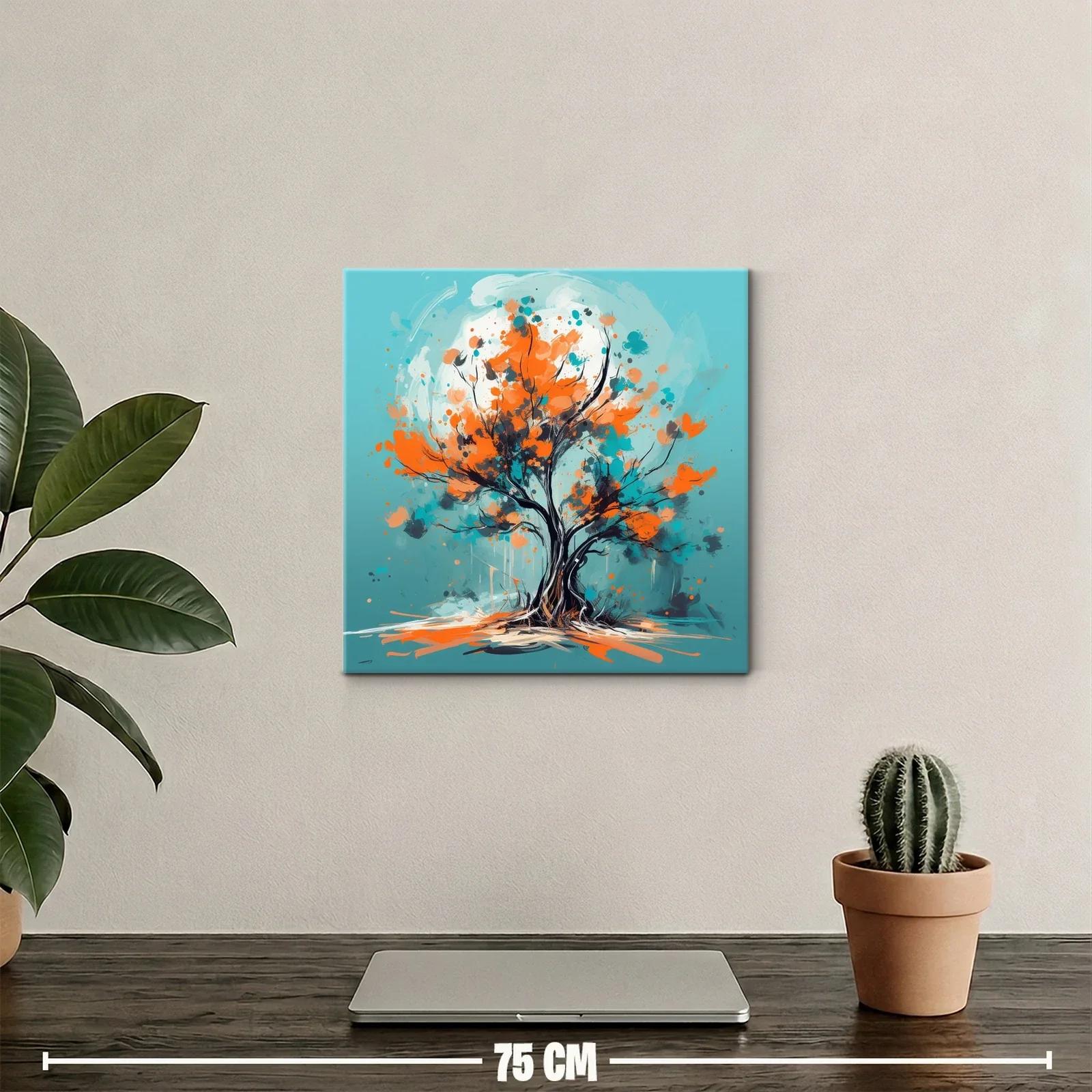 Árbol vibrante con tonos naranjas y turquesas — miniatura 2