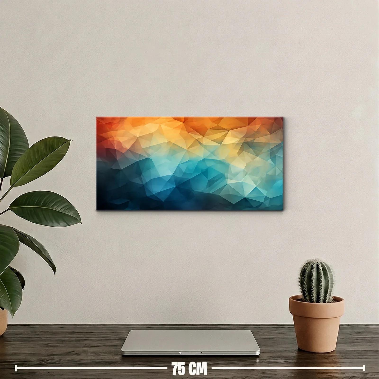 Cuadro mosaico poligonal con degradado menta y coral — miniatura 2