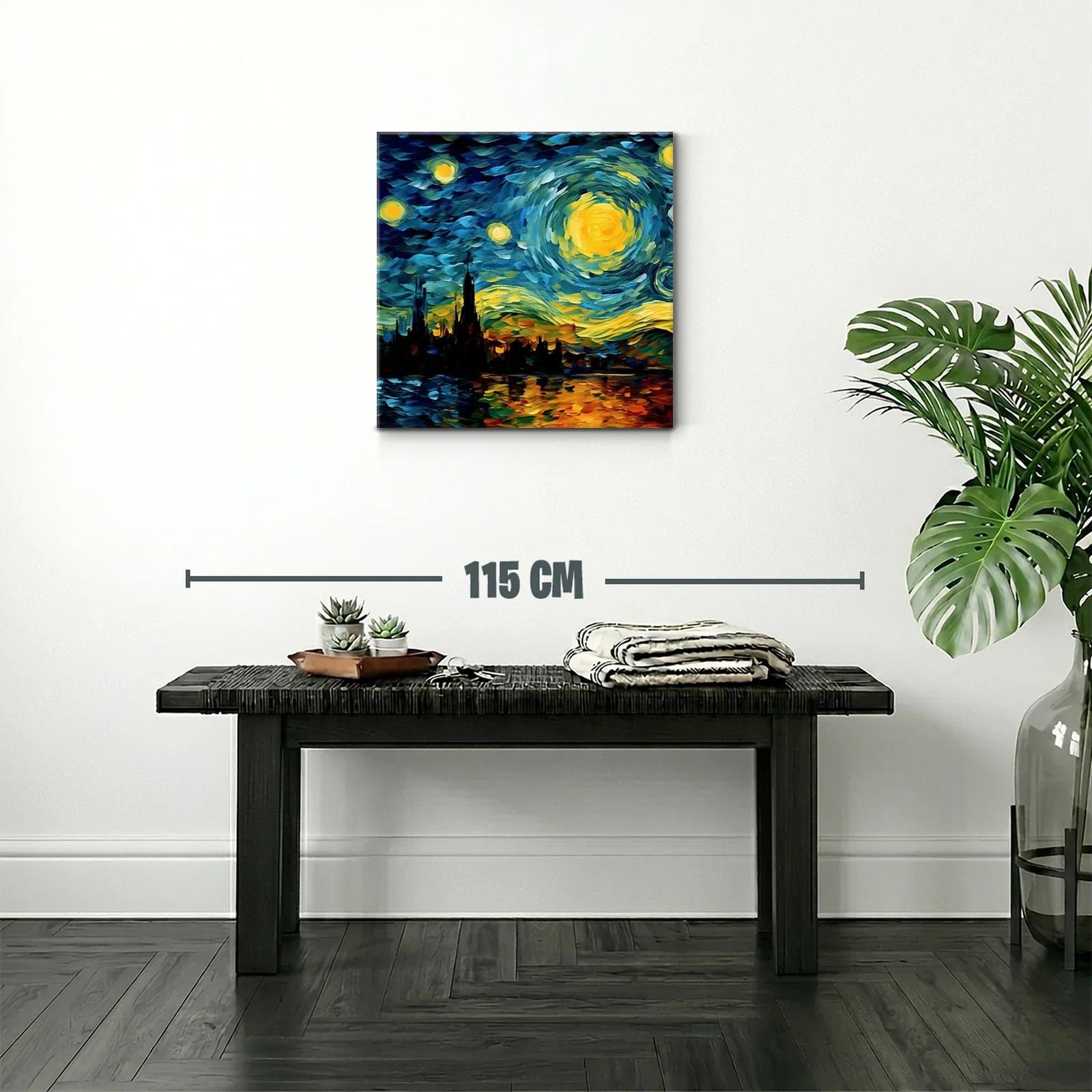 Cielo estrellado vibrante sobre ciudad reflejada en agua — miniatura 2