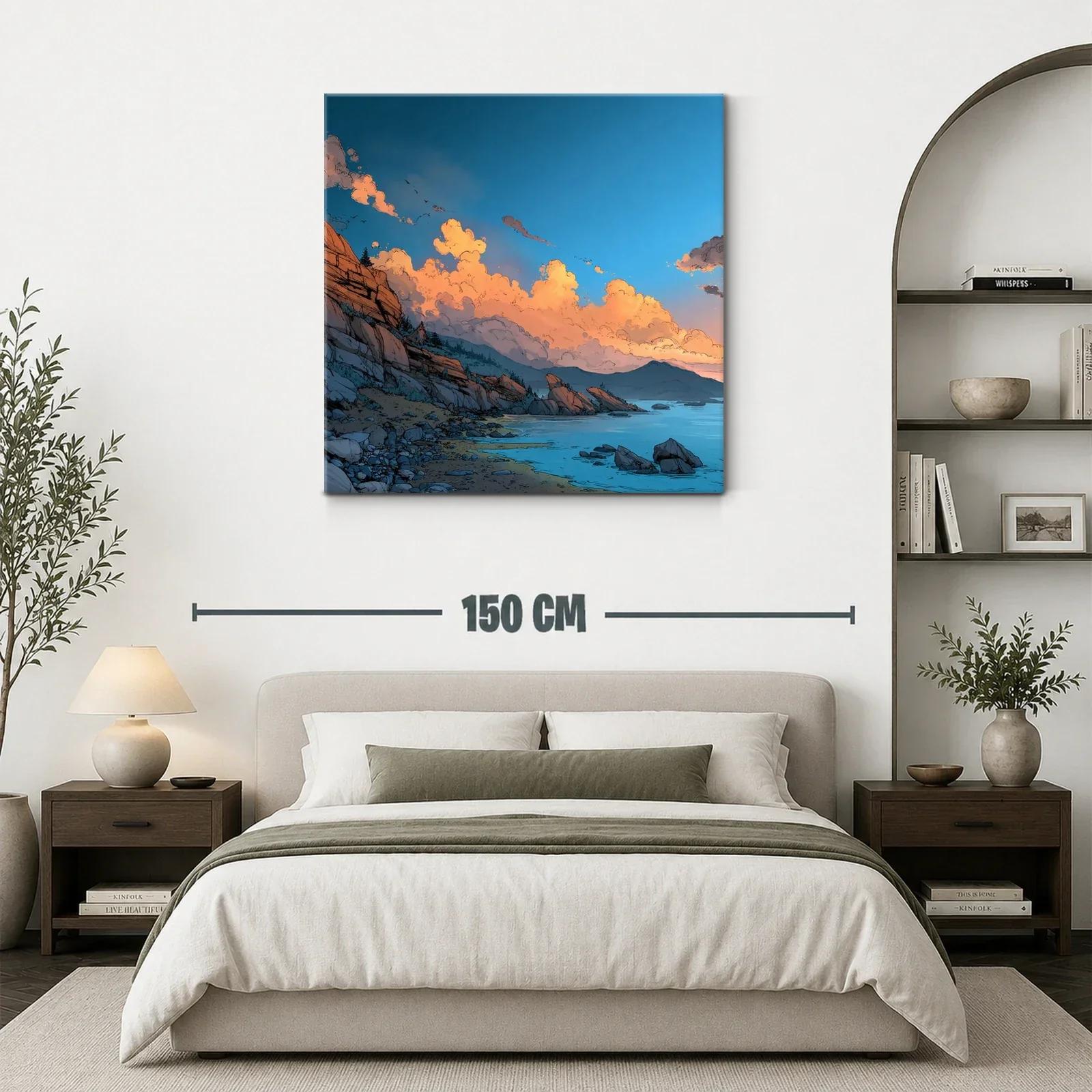 Paisaje costero con rocas y nubes al atardecer — miniatura 3