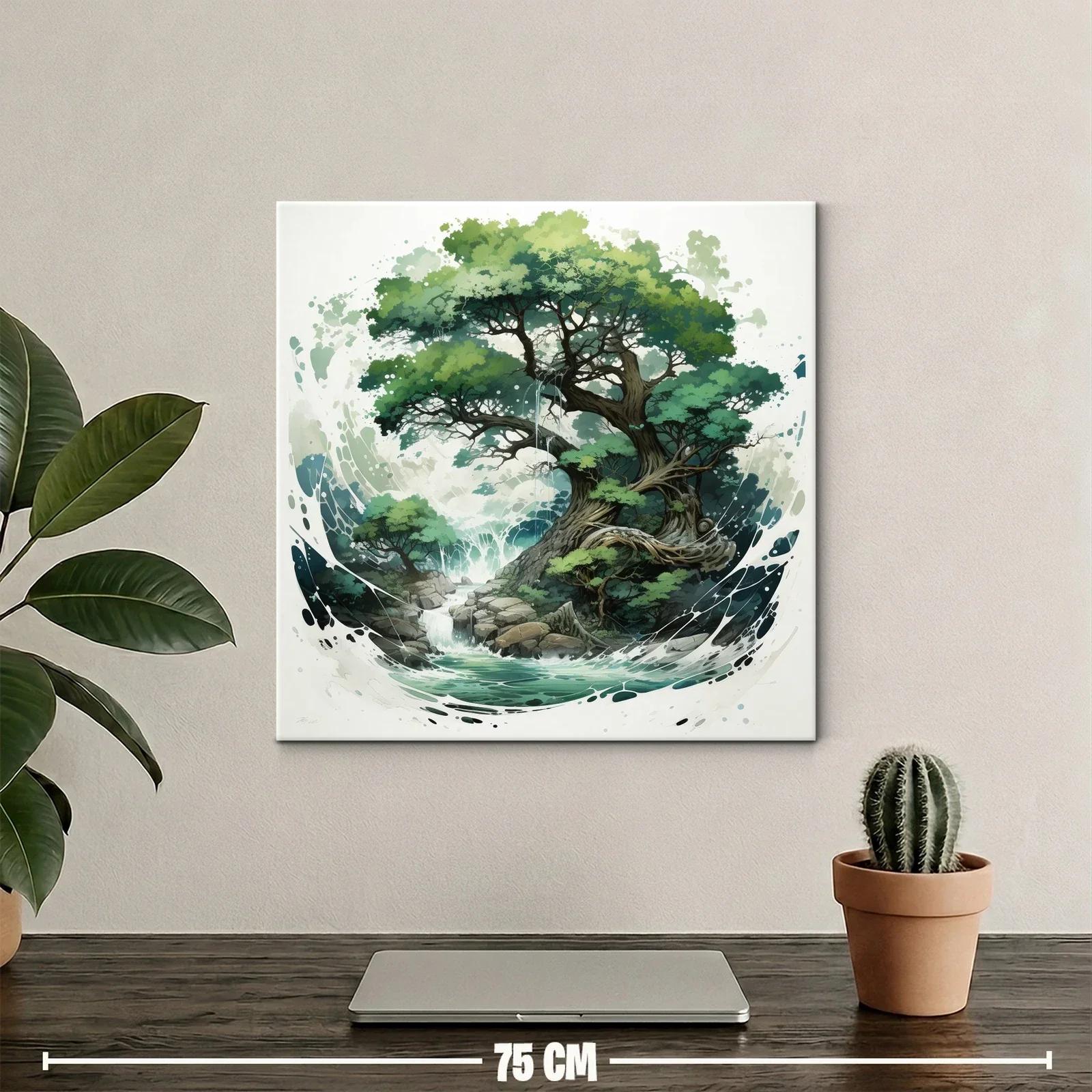 Árbol Majestuoso con Cascada en Escena Natural — miniatura 2