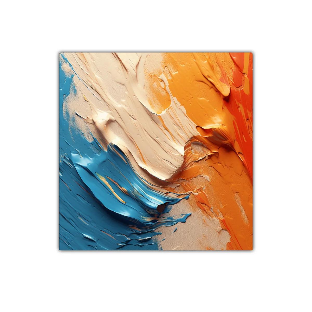 Composición vibrante en tonos azul y naranja fluido
