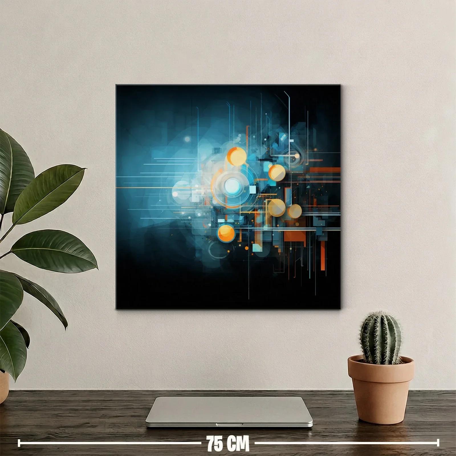 Composición abstracta futurista con tonos azules y naranjas — miniatura 2