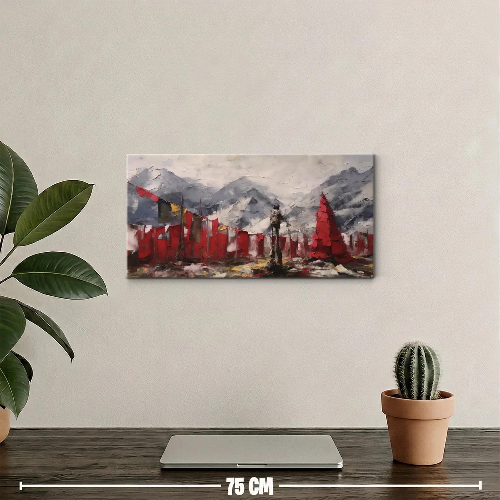 Cuadro campamento de altura con banderas rojas — miniatura 2