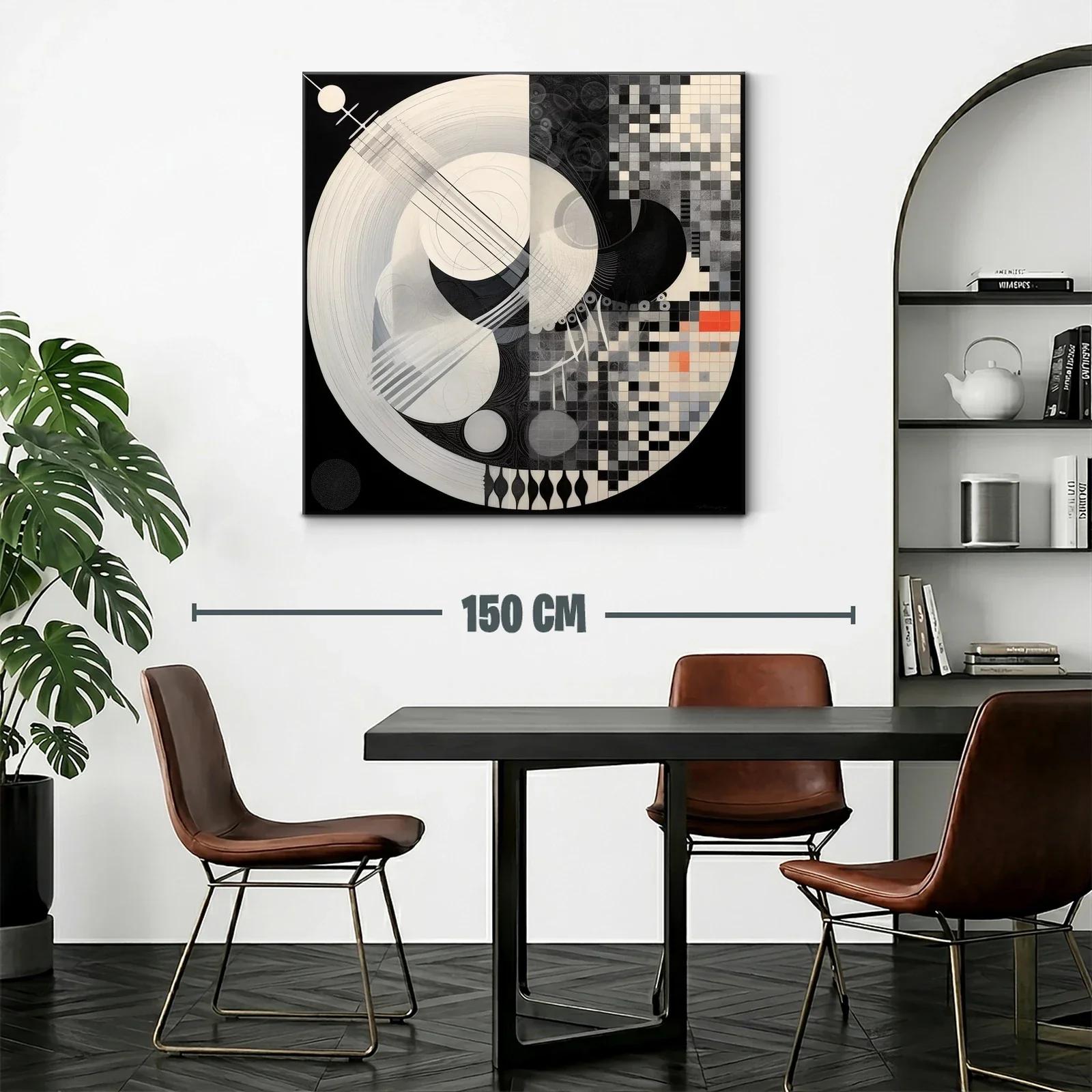 Composición abstracta en blanco y negro con toque naranja — miniatura 2