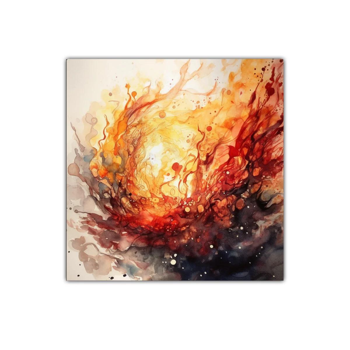 Explosión de colores cálidos y formas fluidas en abstracción dinámica