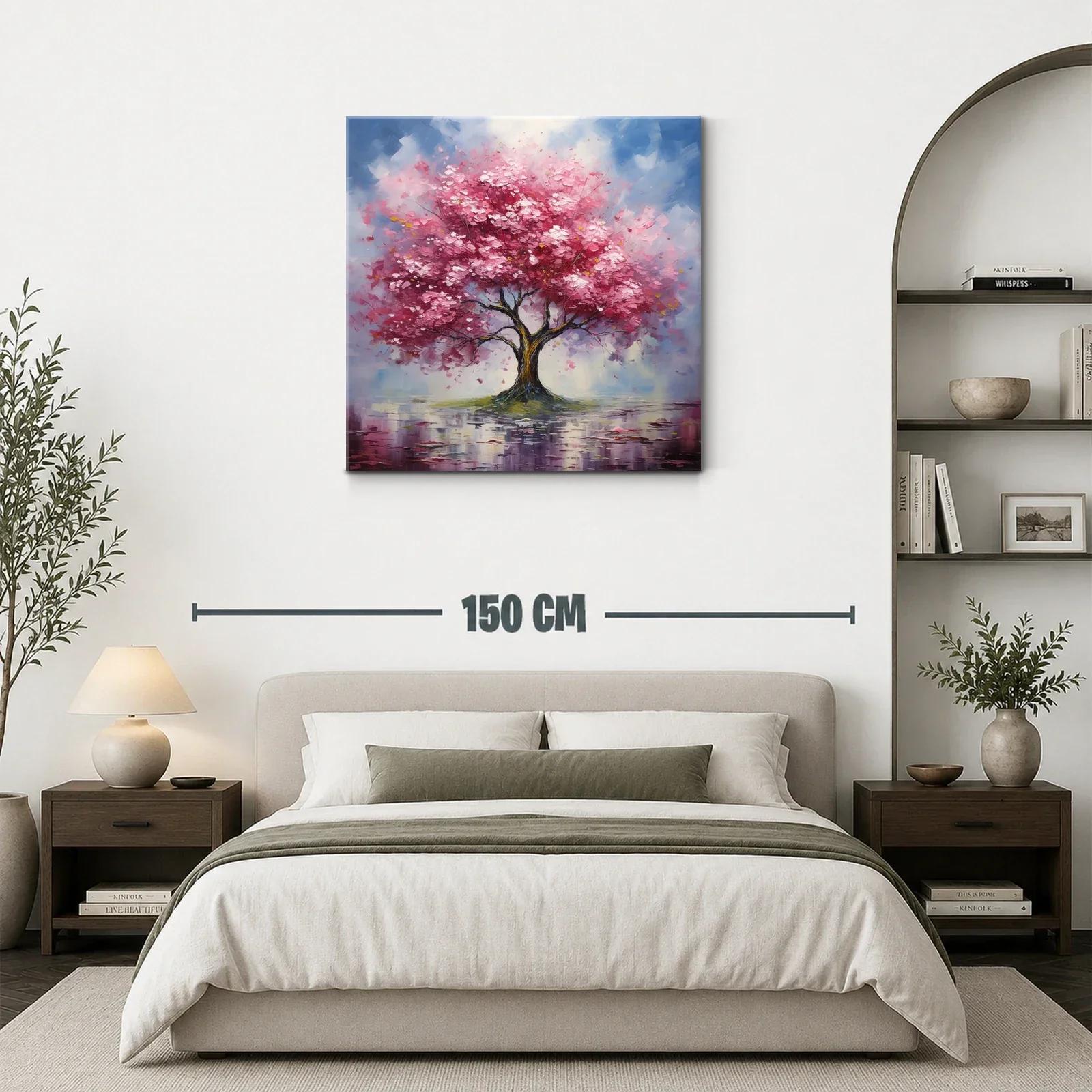 Árbol rosa en paisaje sereno con reflejos delicados — miniatura 3