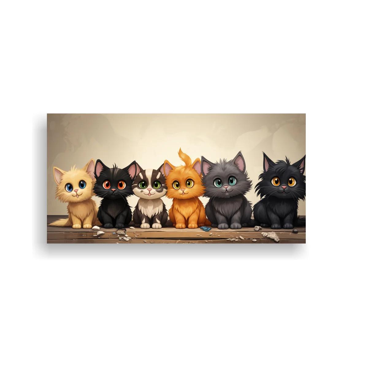 Cuadro grupo de gatitos con pelaje en tonos suaves