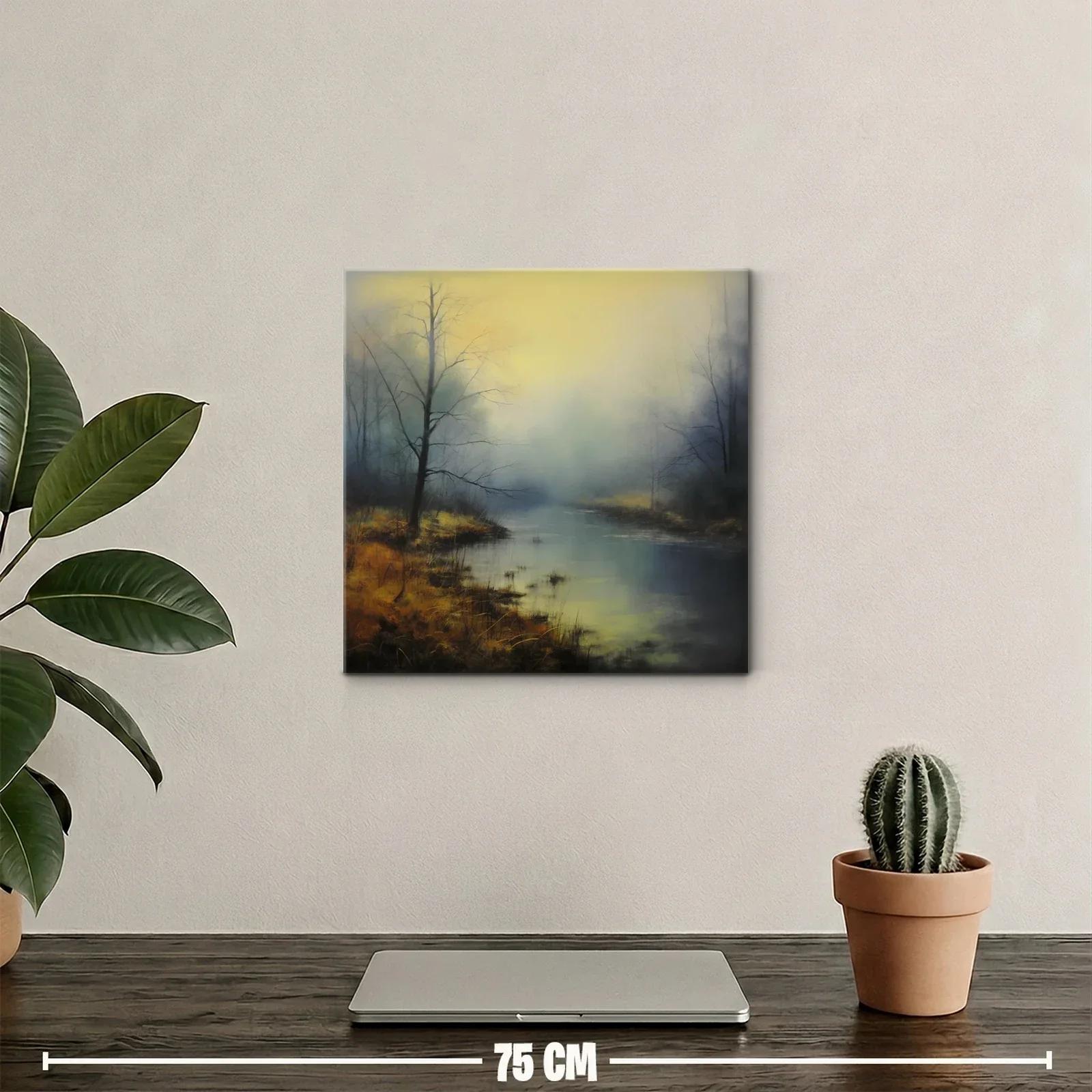 Atardecer brumoso sobre río en bosque otoñal — miniatura 2
