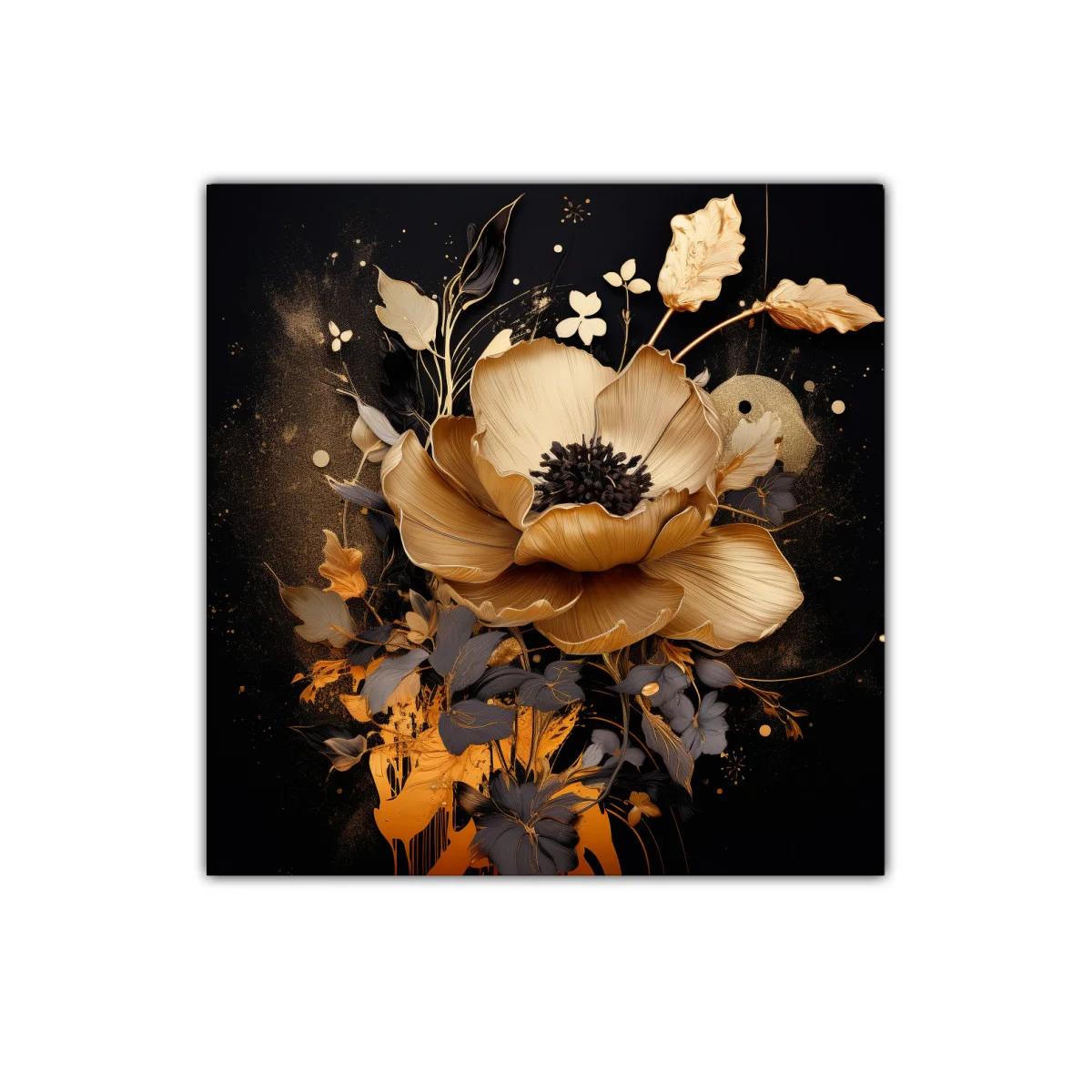 Flor dorada elegante sobre fondo oscuro y sofisticado — imagen principal