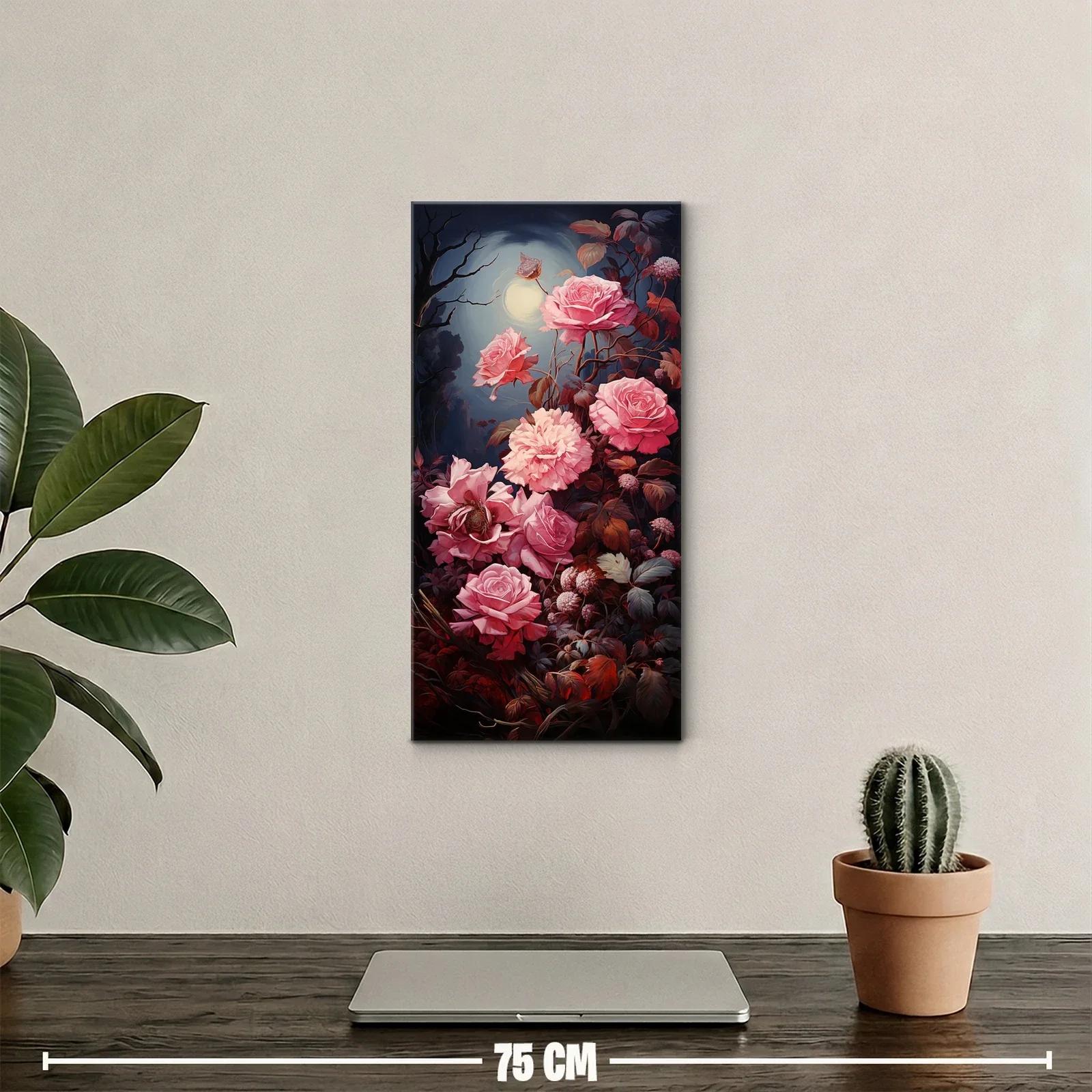Cuadro rosas rosadas con pájaro posado — miniatura 2