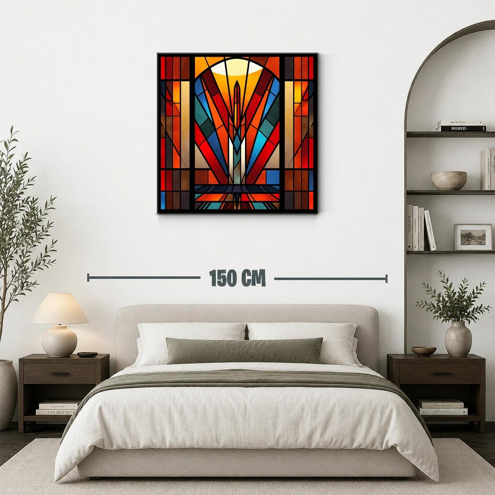 Cuadro abstracto con juego de luces y formas geométricas vibrantes — miniatura 3