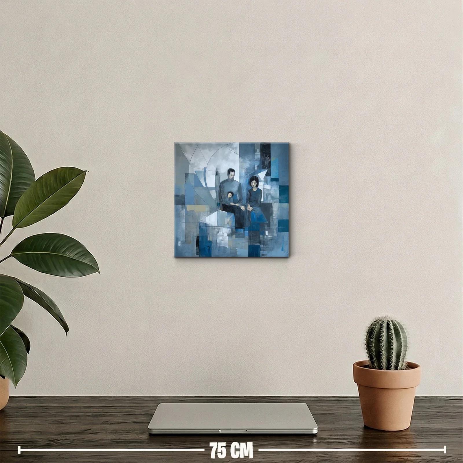 Composición abstracta de familia en tonos fríos y azules — miniatura 2