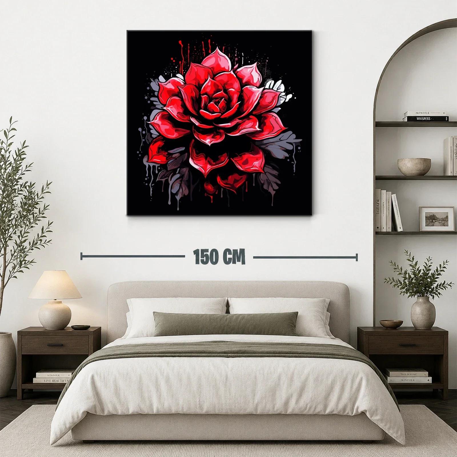 Impactante rosa roja con fondo oscuro vibrante — miniatura 3
