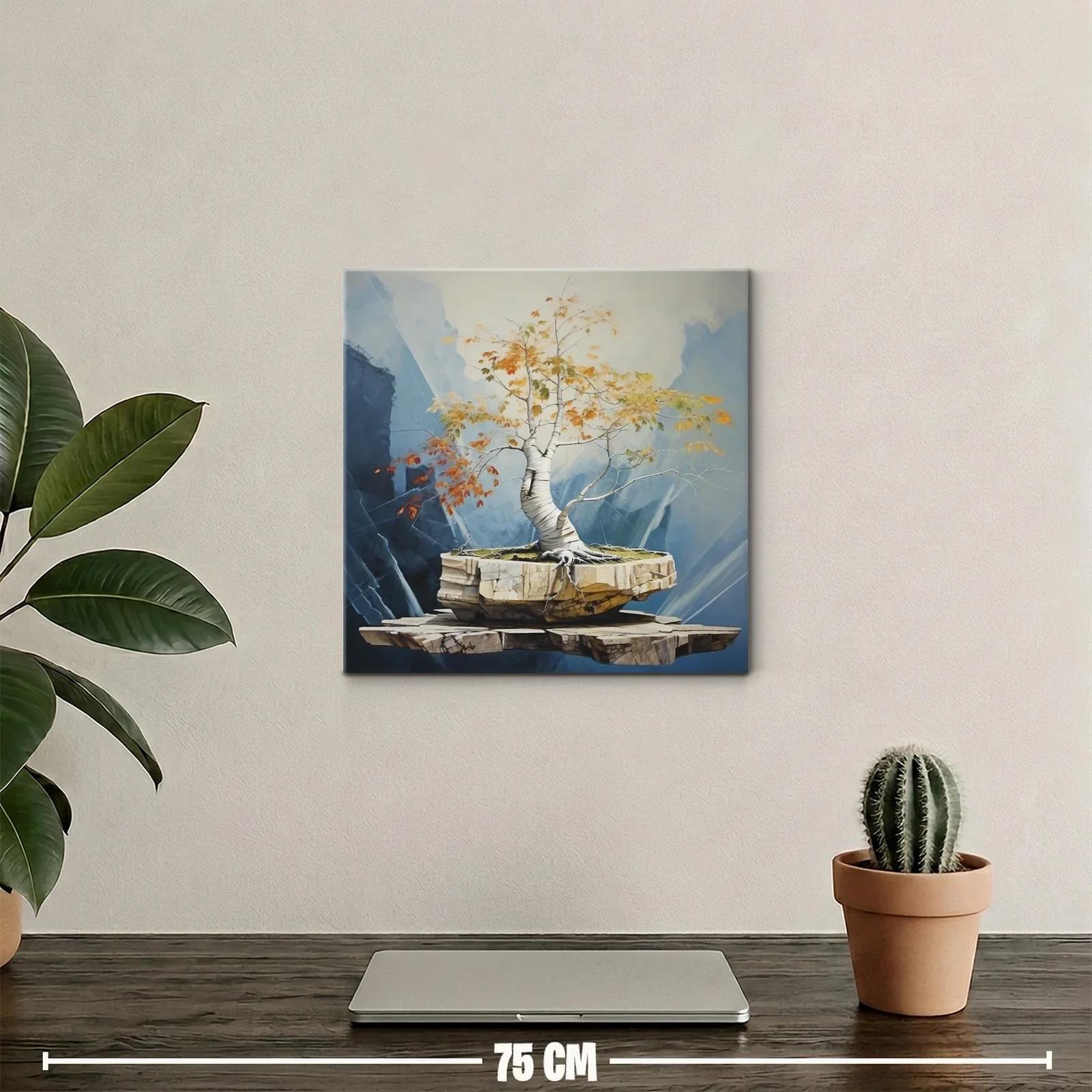 Árbol solitario en roca flotante con tonos otoñales — miniatura 2