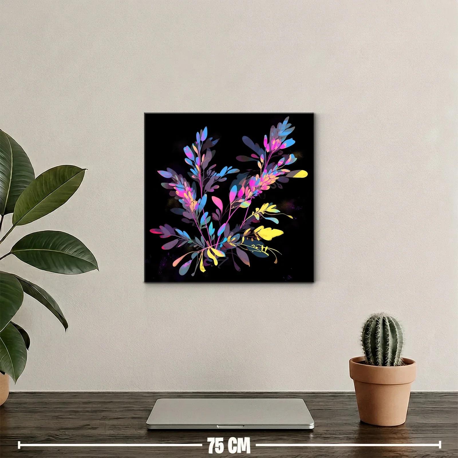 Composición floral vibrante con tonos neón sobre fondo oscuro — miniatura 2