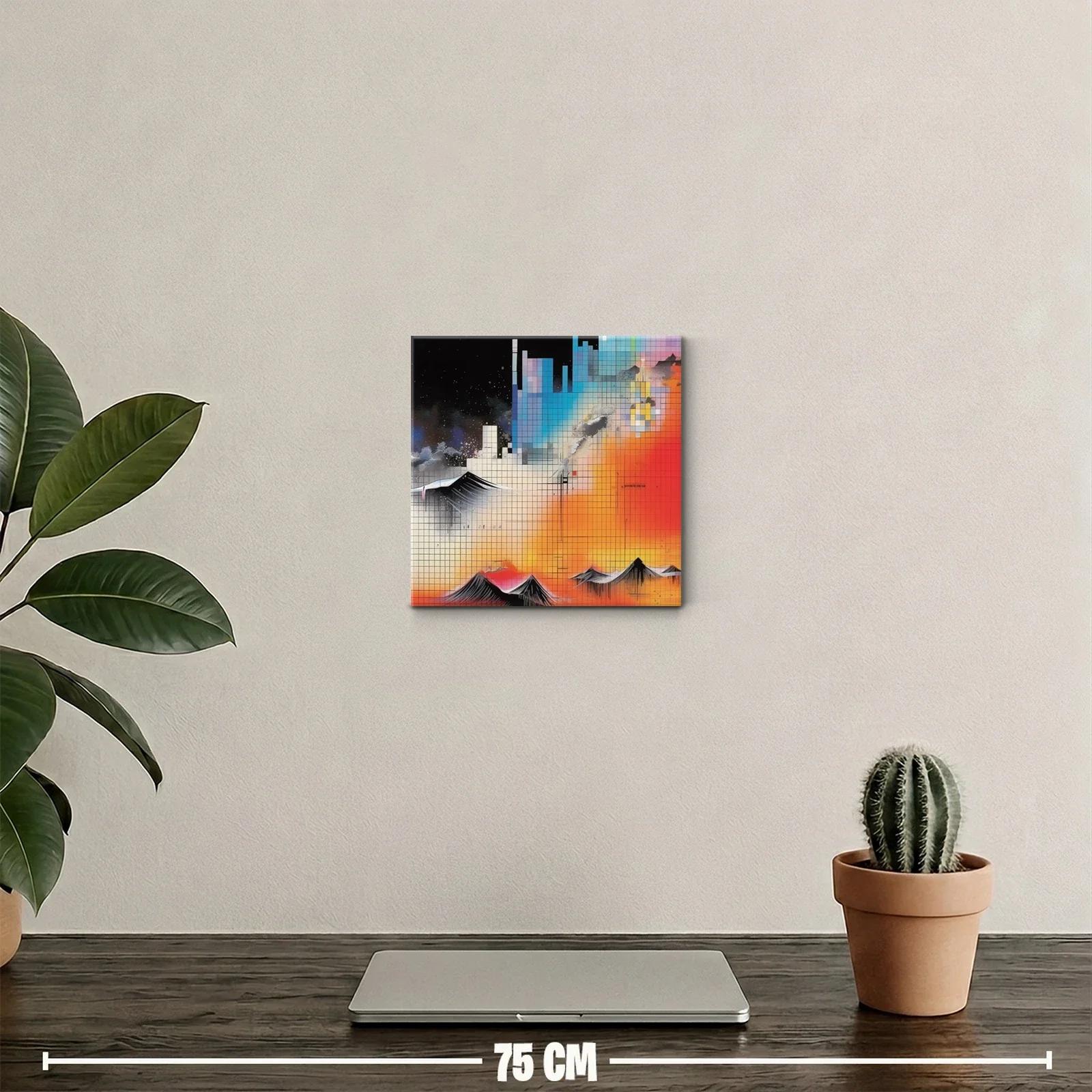 Composición geométrica con montañas y cielo estrellado — miniatura 2