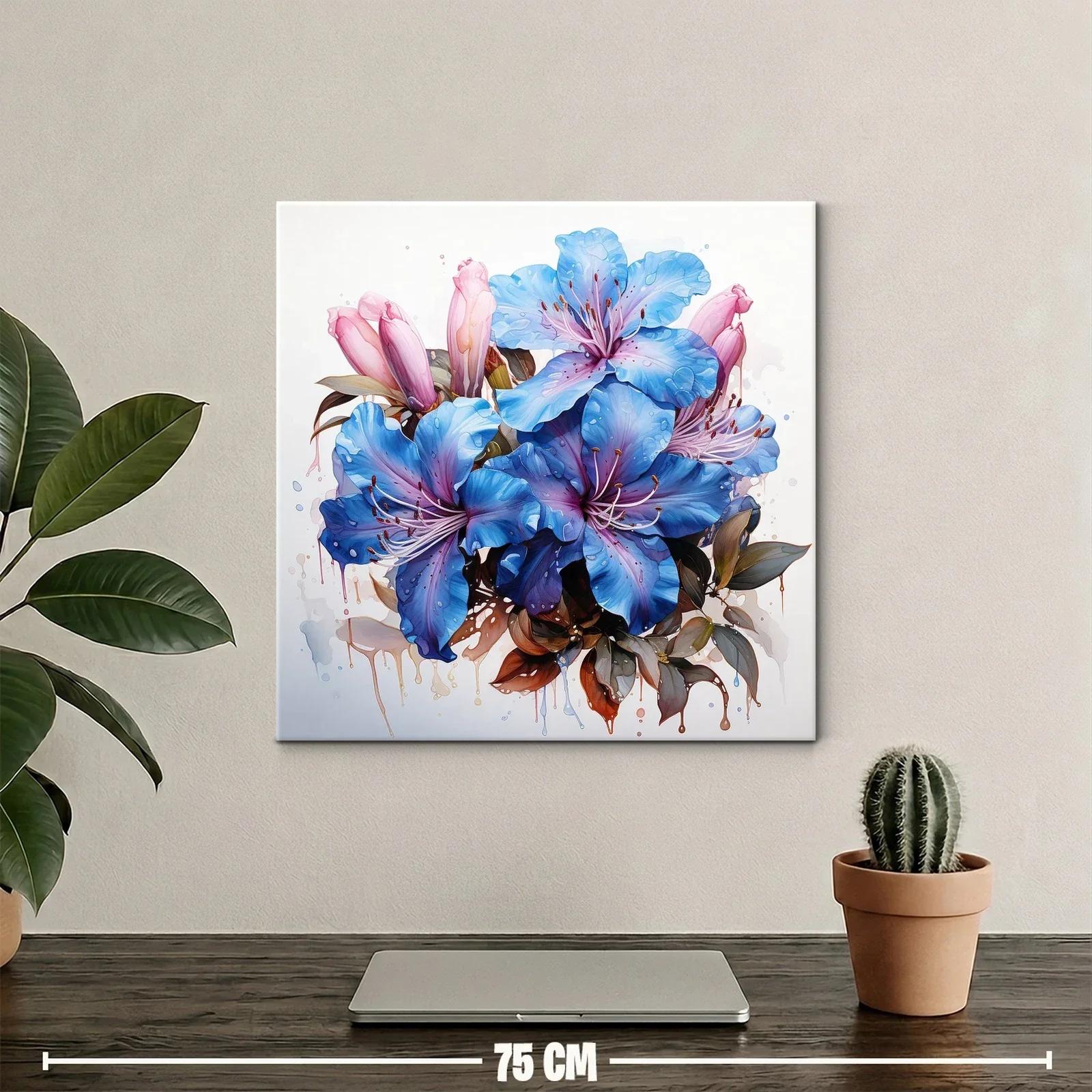 Vibrante composición floral con tonos azules y rosados cálidos — miniatura 2