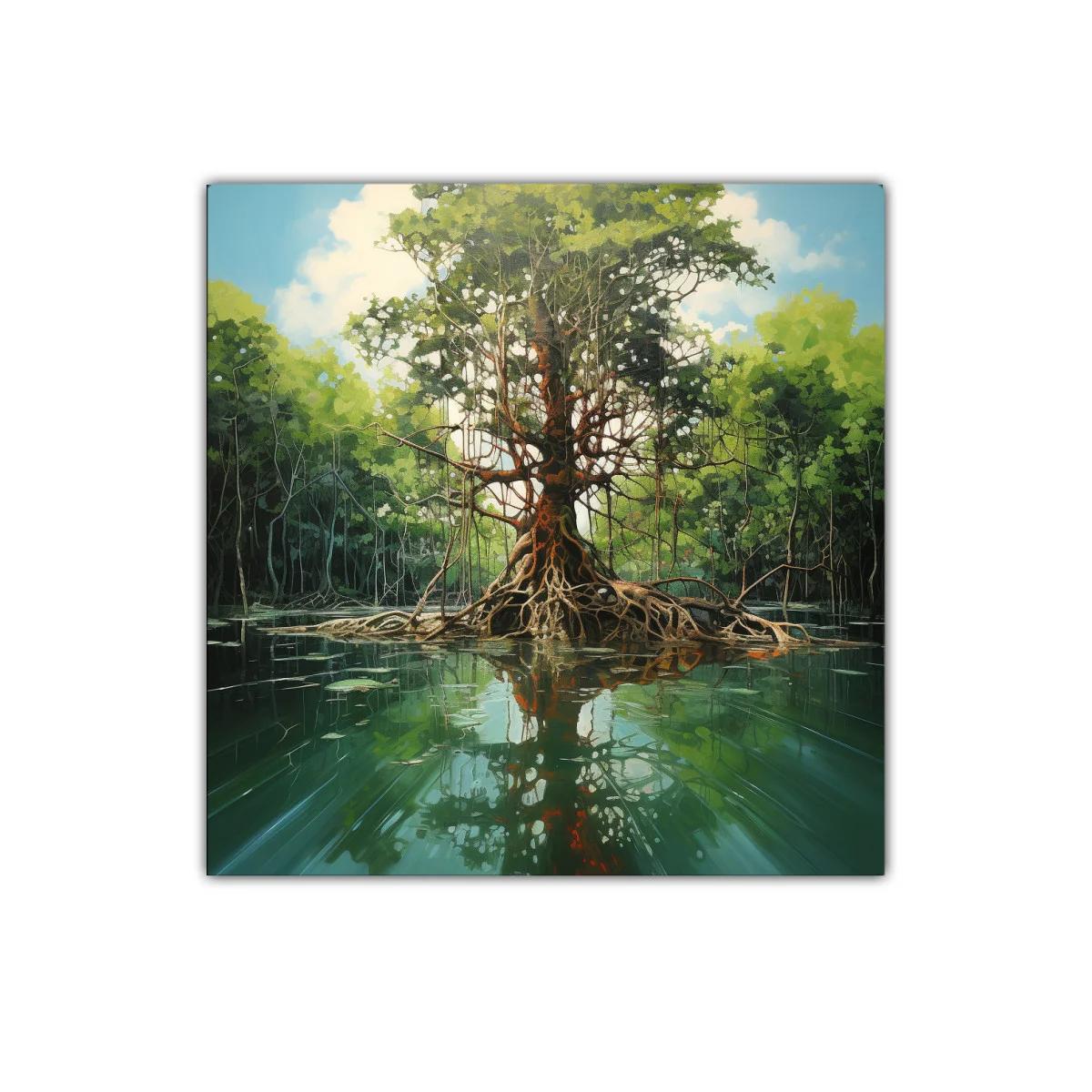 Árbol majestuoso reflejado en aguas tranquilas — imagen principal