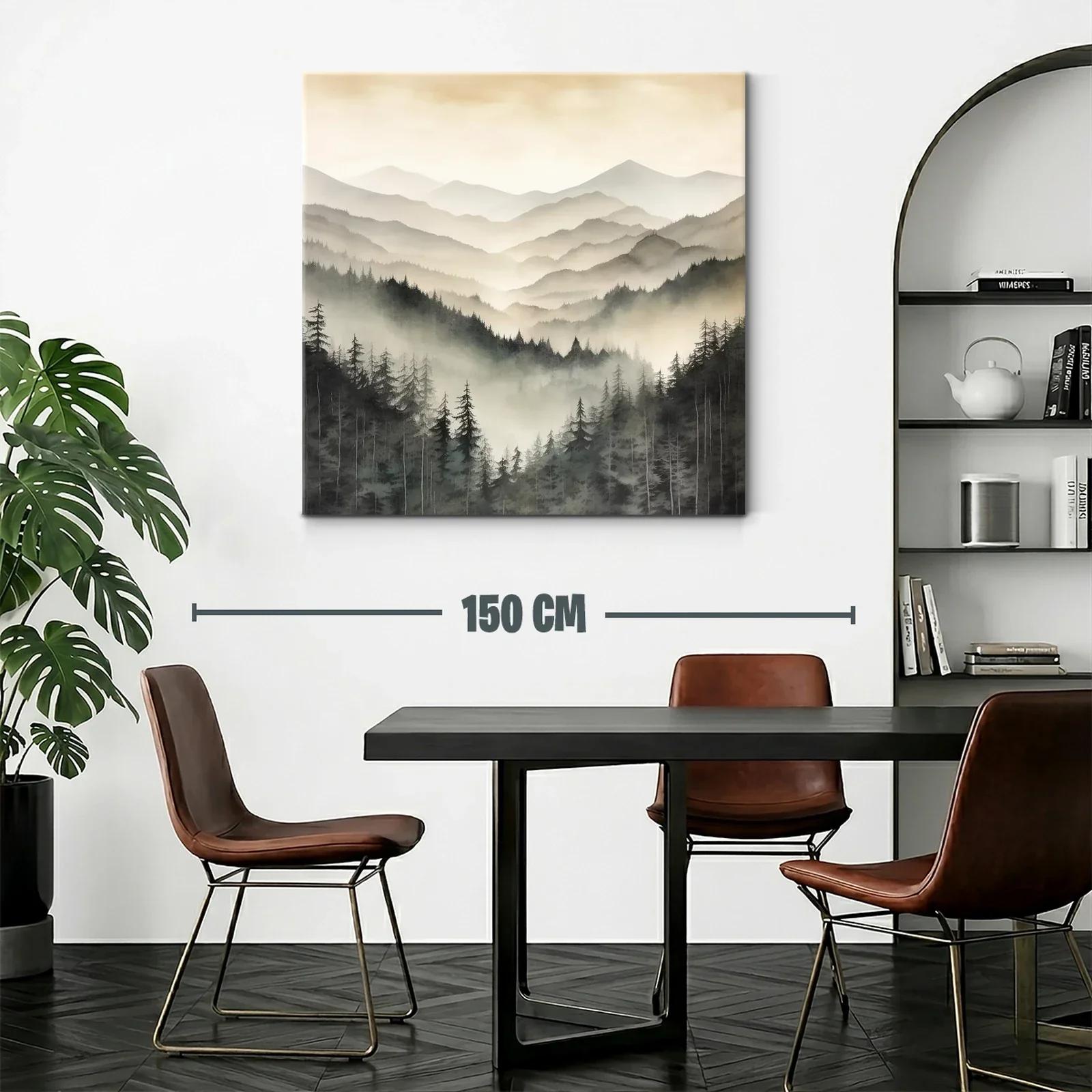 Paisaje de Montañas y Bosques con Niebla Suave y Tranquila — miniatura 2