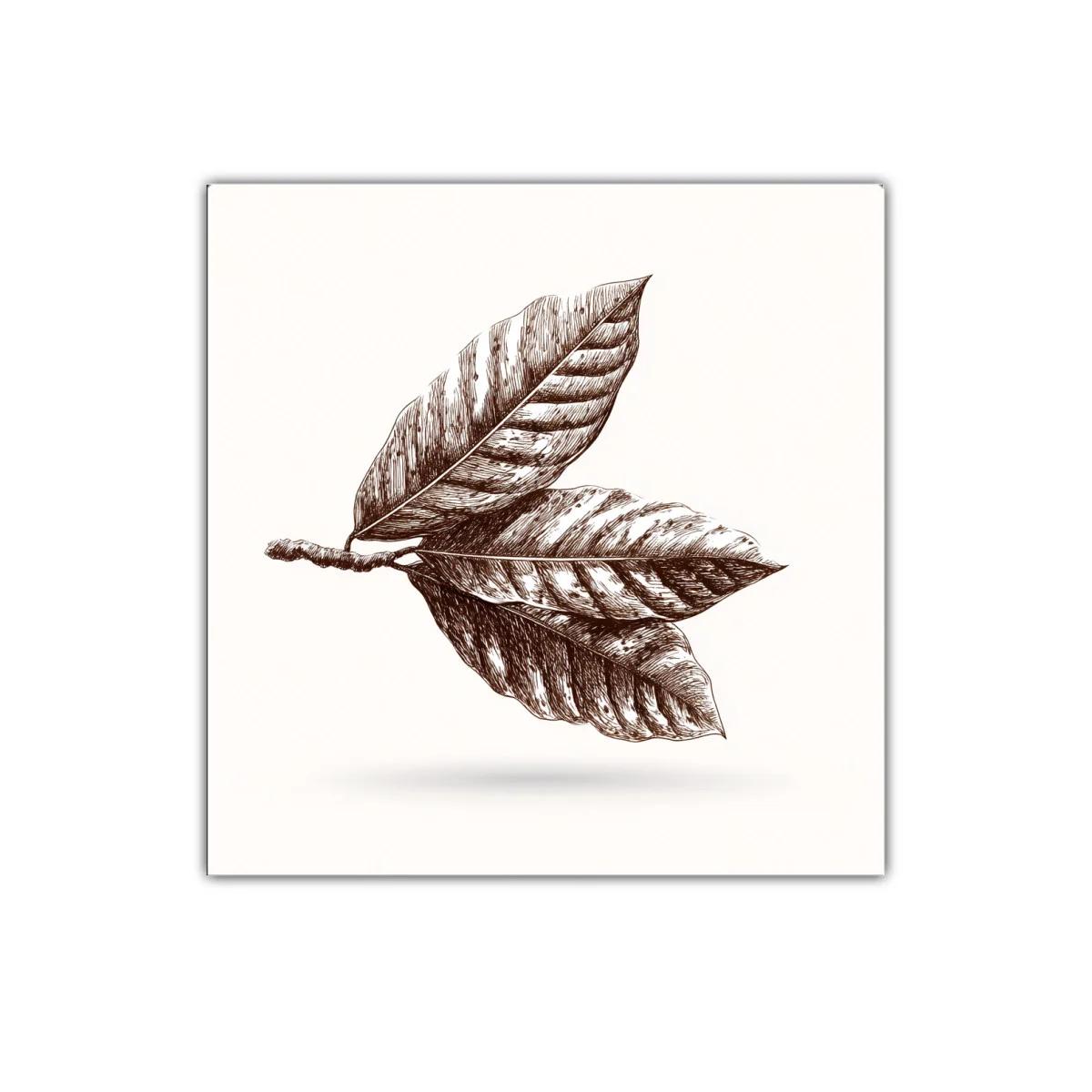 Elegante dibujo botánico de hojas en tonos sepia