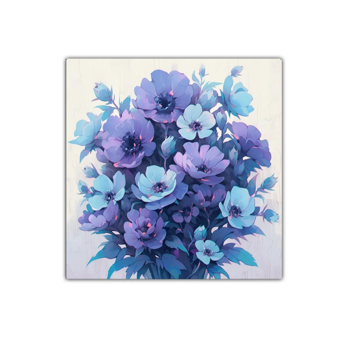 Ramo de flores en tonos azules y morados delicados