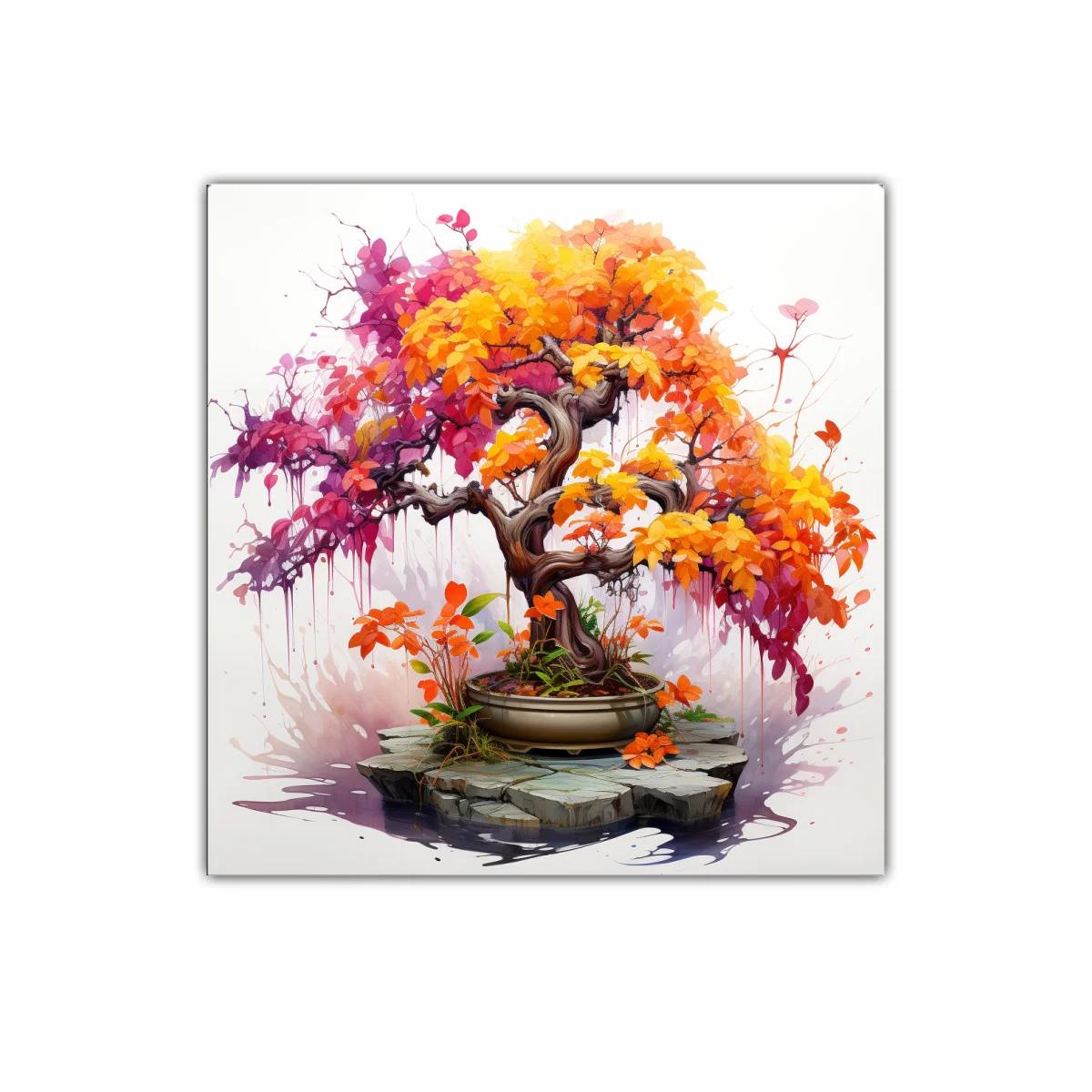 Árbol bonsái con hojas en tonos cálidos vibrantes — imagen principal