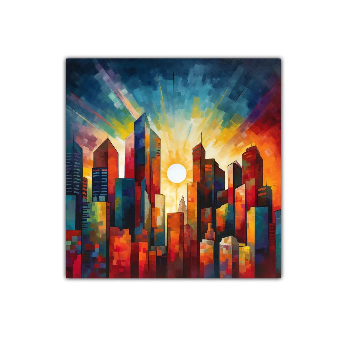 Atardecer vibrante sobre la ciudad iluminada