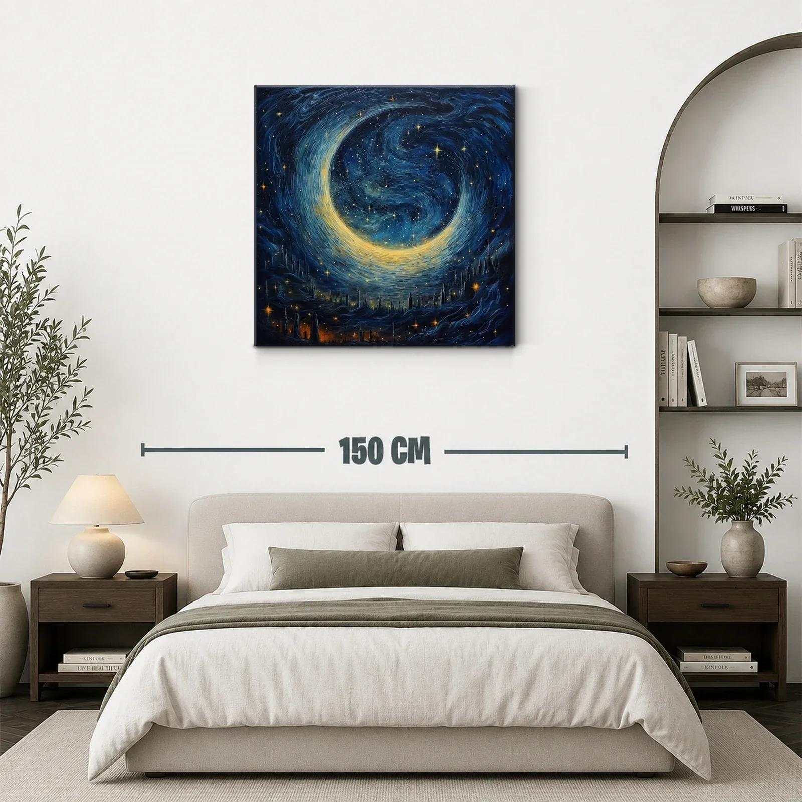 Inspirador cielo estrellado con luna brillante y galaxias en movimiento — miniatura 3