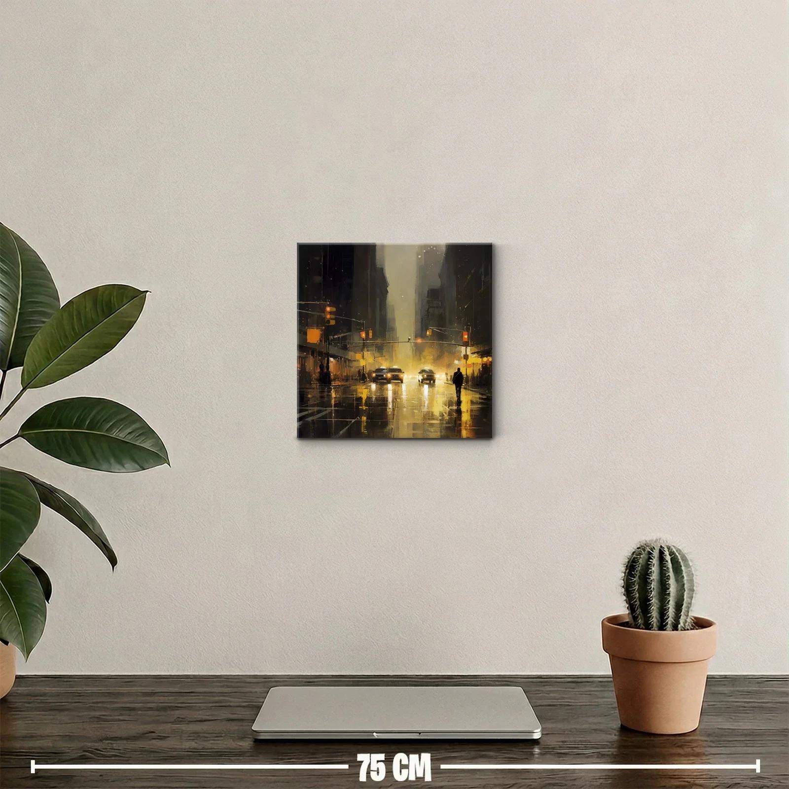 Ambiente urbano nocturno con luces cálidas y reflejos — miniatura 2
