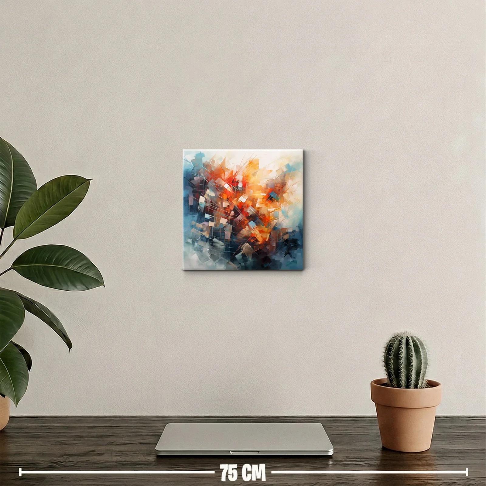 Composición abstracta vibrante en tonos cálidos y fríos — miniatura 2