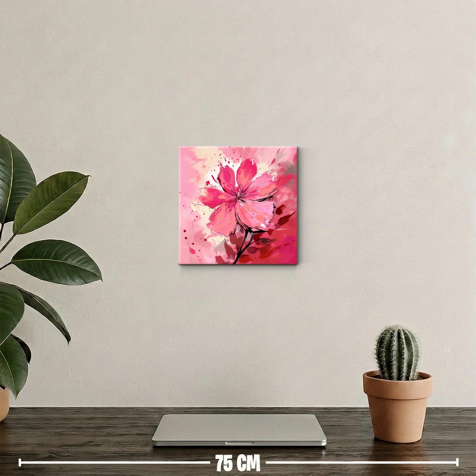 Cuadro decorativo flor abstracta en tonos rosas vibrantes — miniatura 2