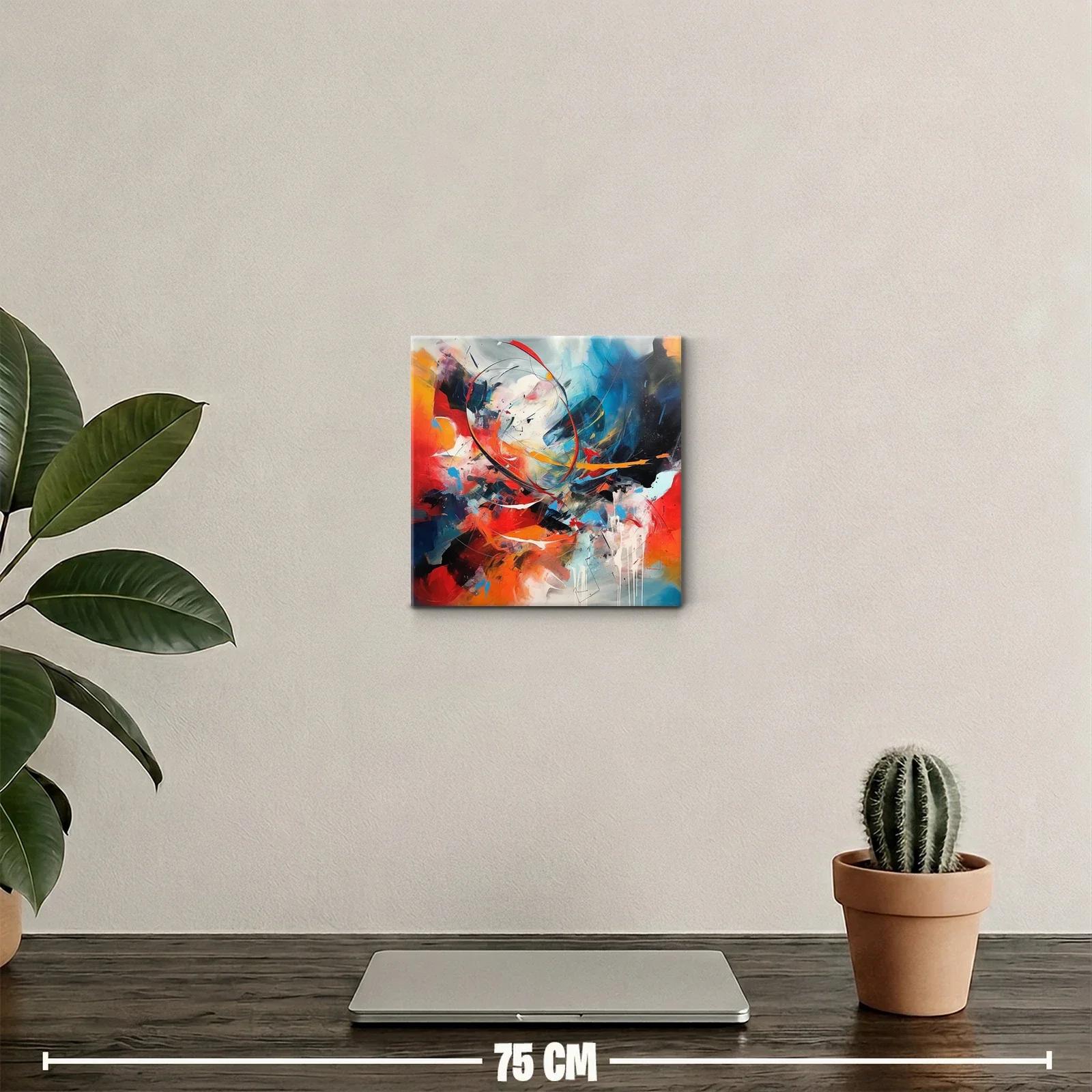 Cuadro abstracto con dinamismo en tonos vibrantes — miniatura 2
