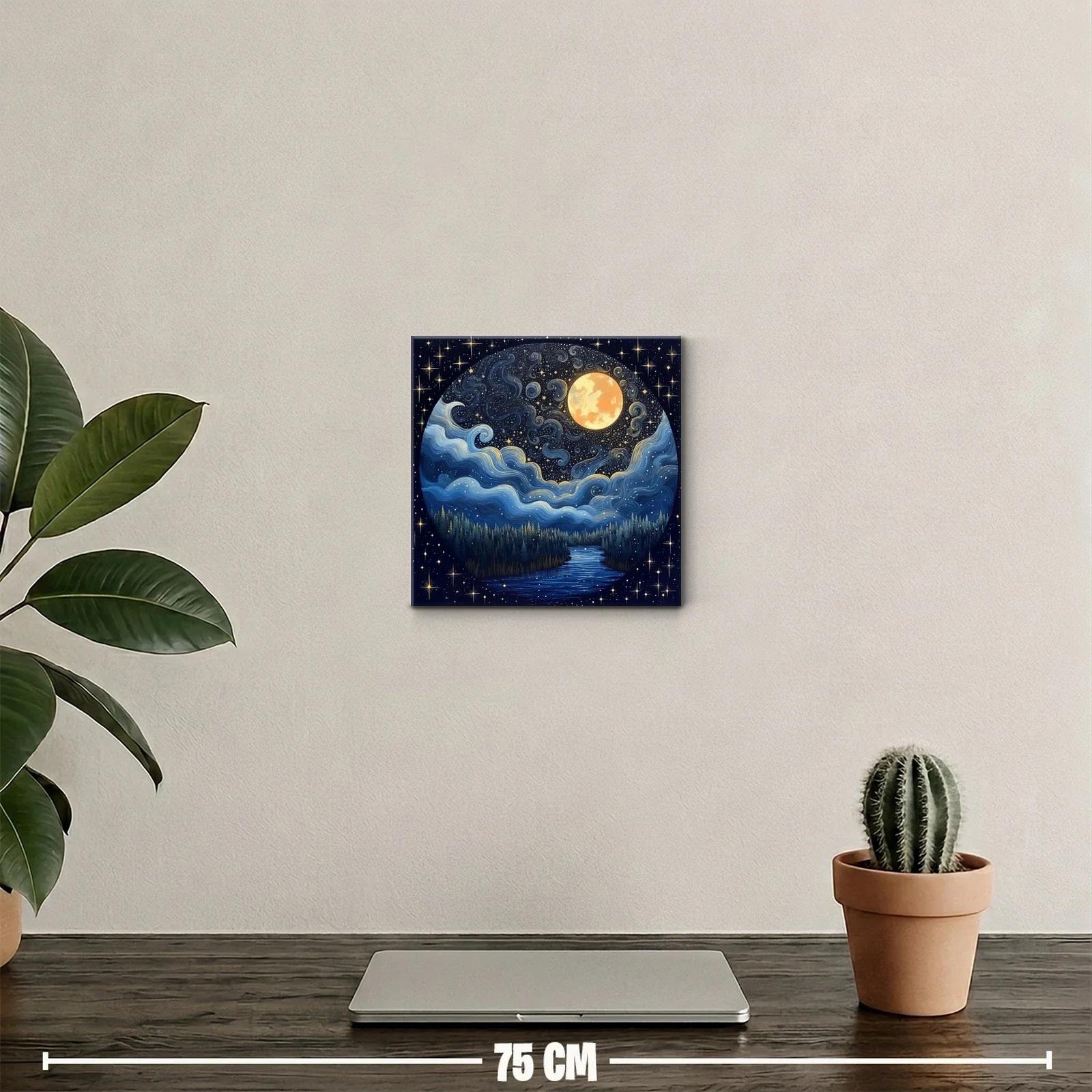 Paisaje nocturno con luna llena y cielo estrellado — miniatura 2