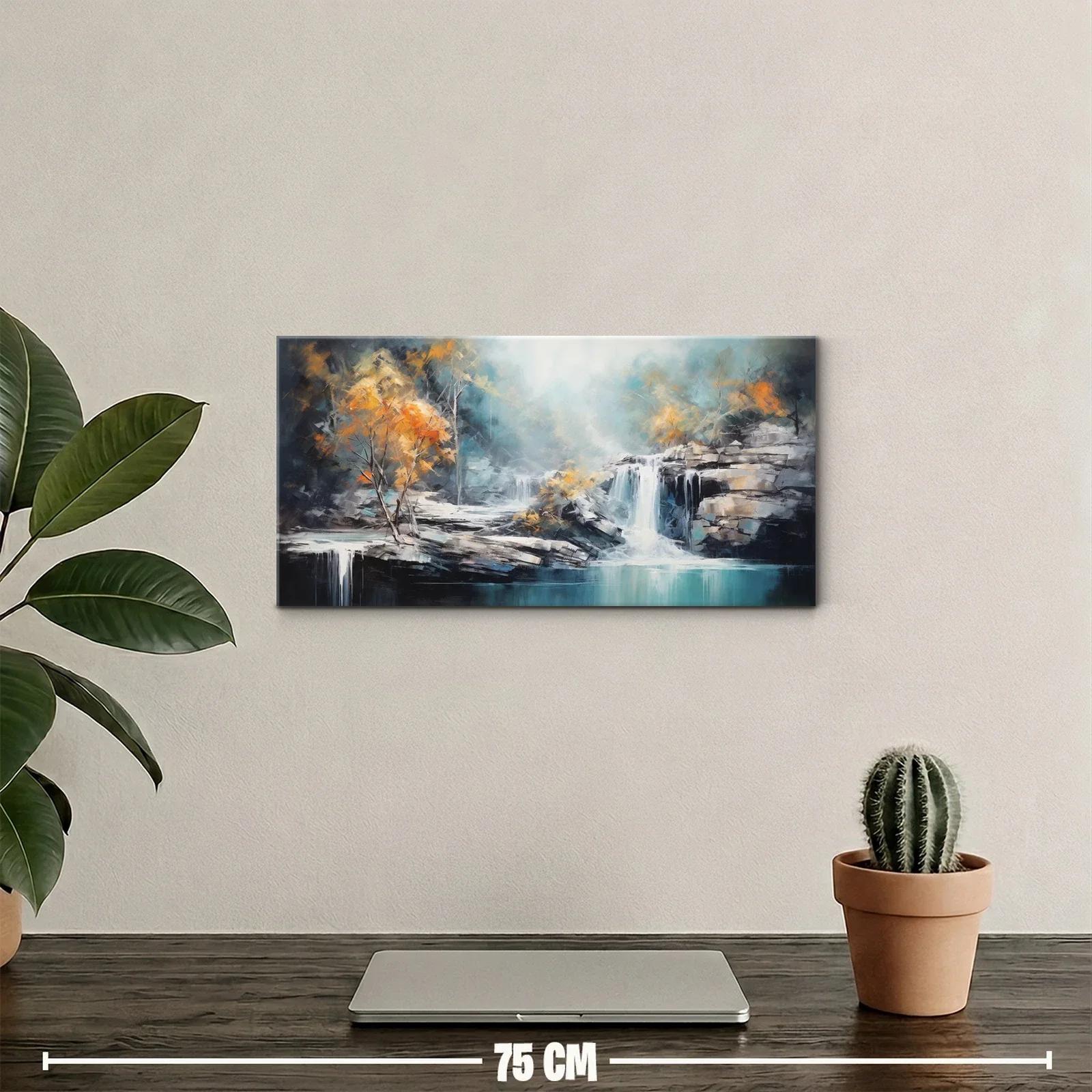 Cuadro cascada de varios chorros entre rocas — miniatura 2