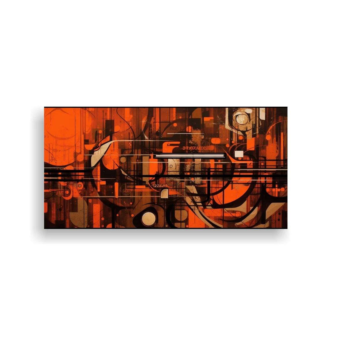 Cuadro composición geométrica abstracta con capas densas y arcos